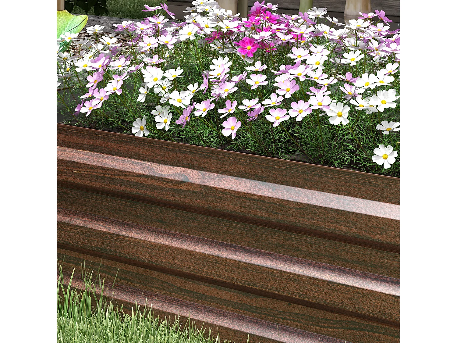 Fioriera rialzata in metallo da 405l color legno scuro