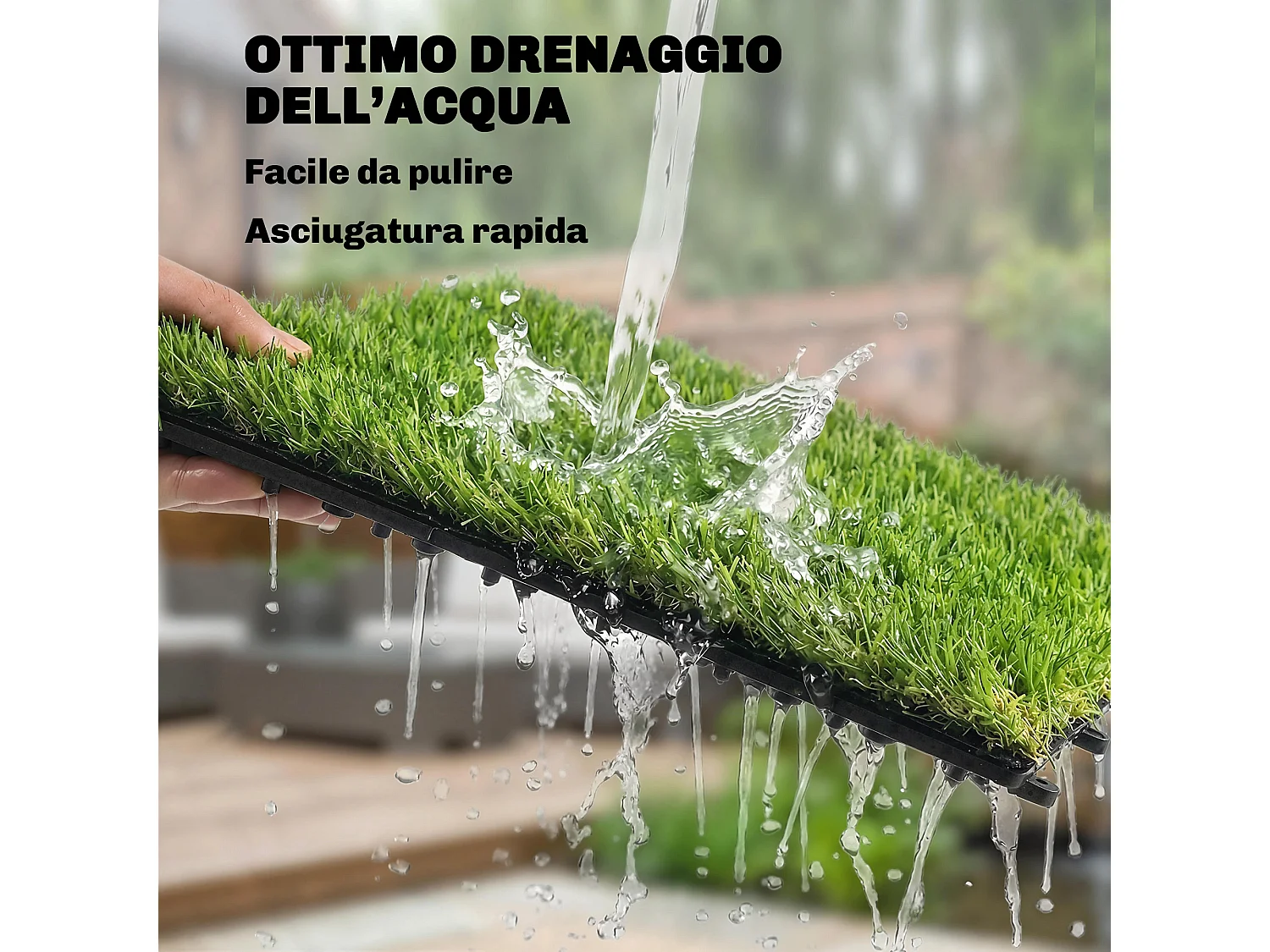 22 pezzi erba sintetica drenante plastica verde