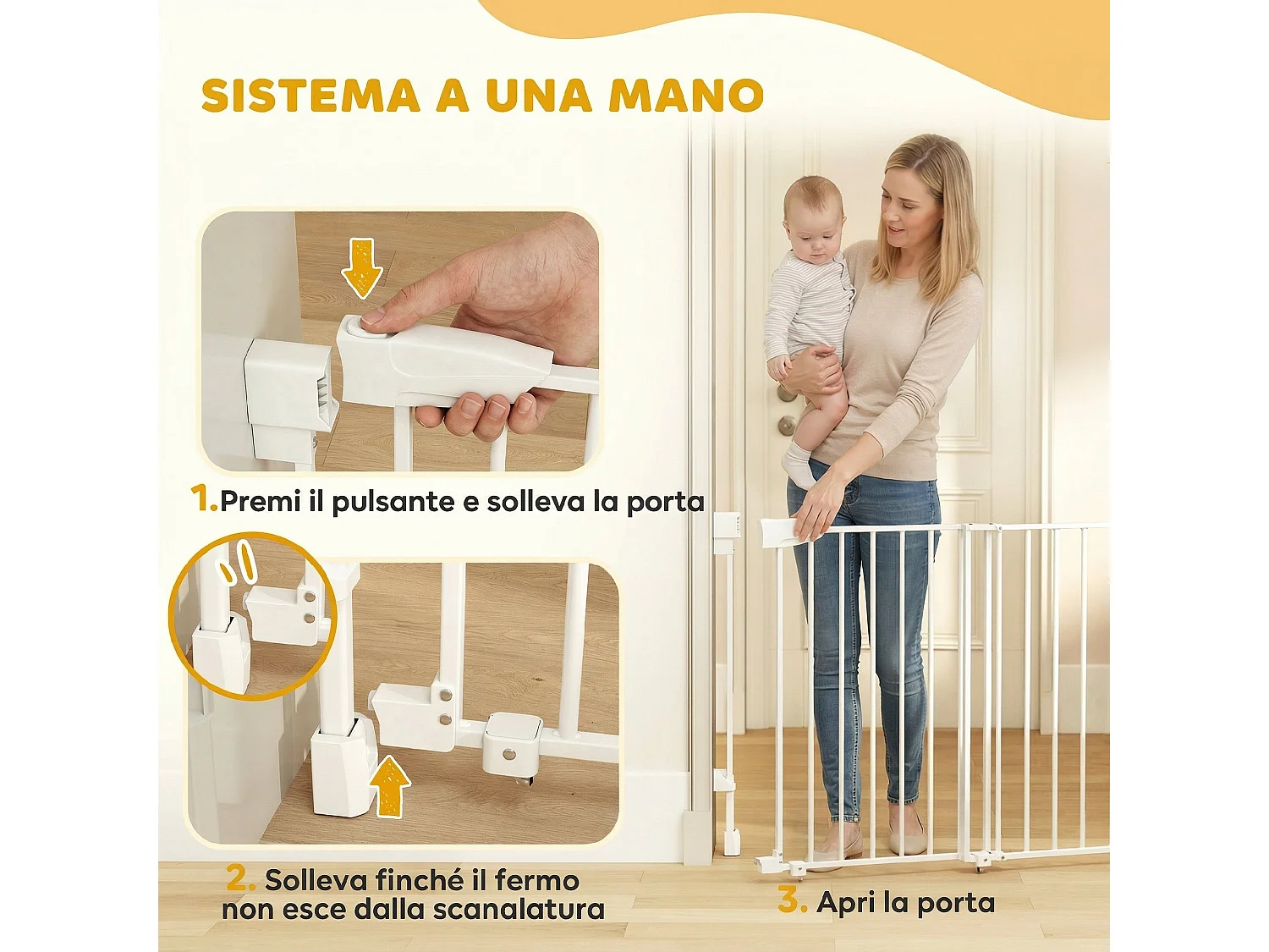 Cancello per cani con chiusura automatica in metallo bianco