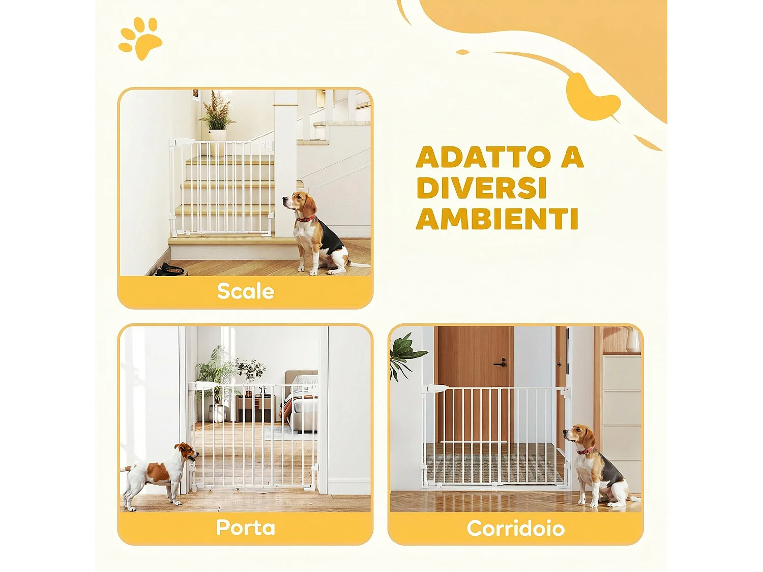 Cancello per cani con chiusura automatica in metallo bianco