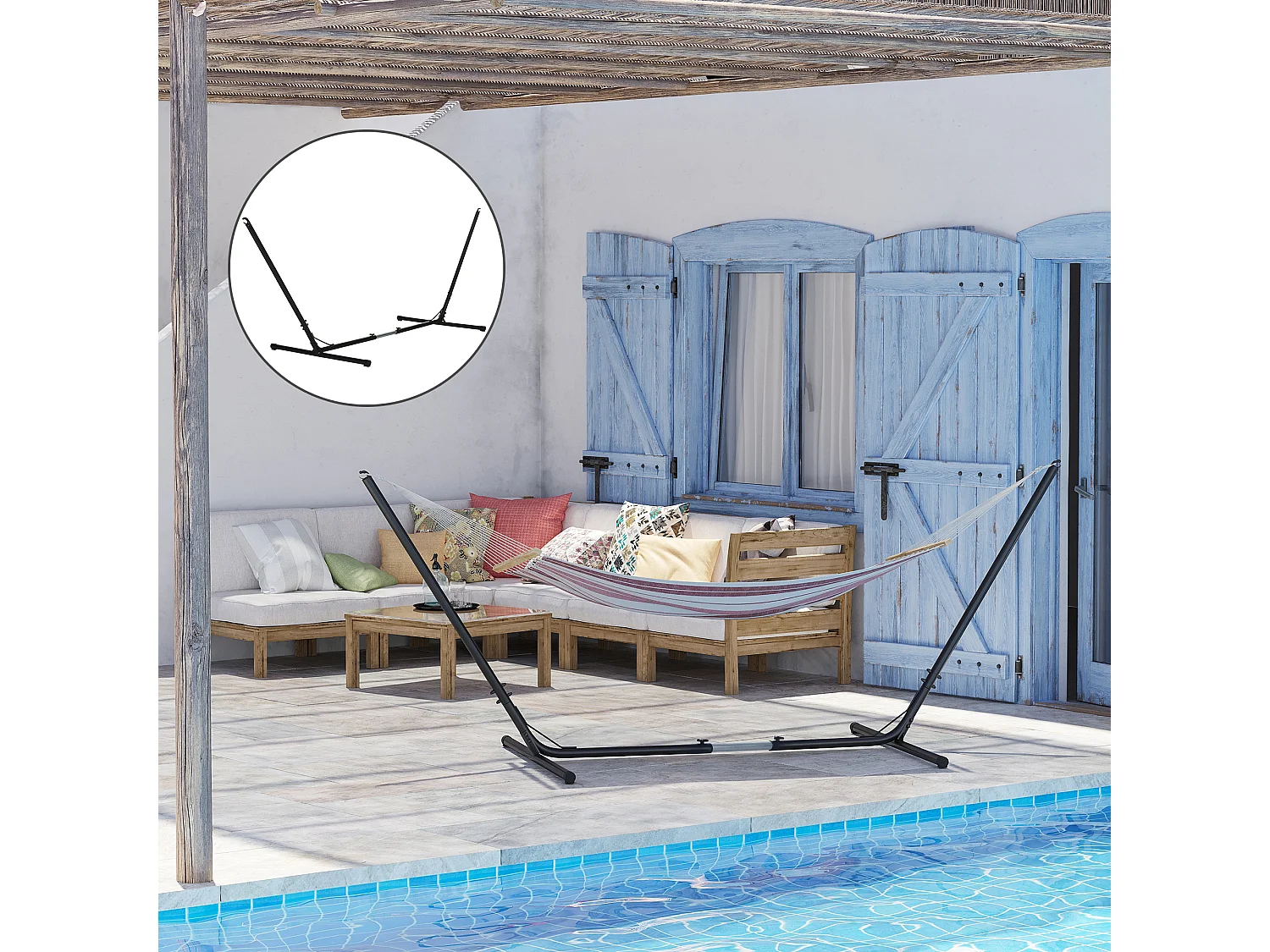 Supporto Struttura Portante per Amaca Regolabile 313-388x109x116cm