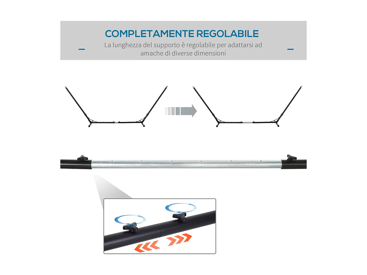 Supporto Struttura Portante per Amaca Regolabile 313-388x109x116cm