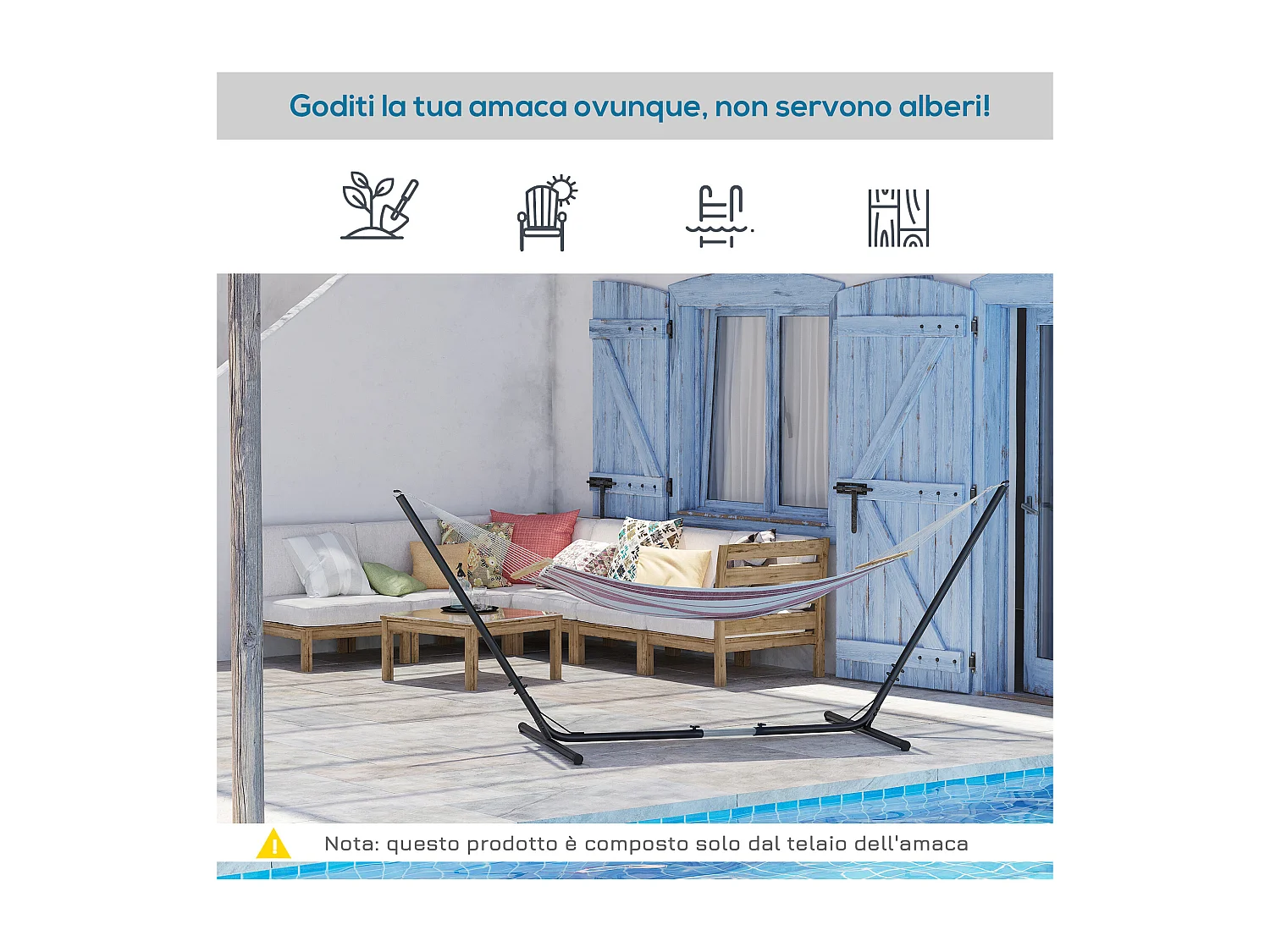 Supporto Struttura Portante per Amaca Regolabile 313-388x109x116cm