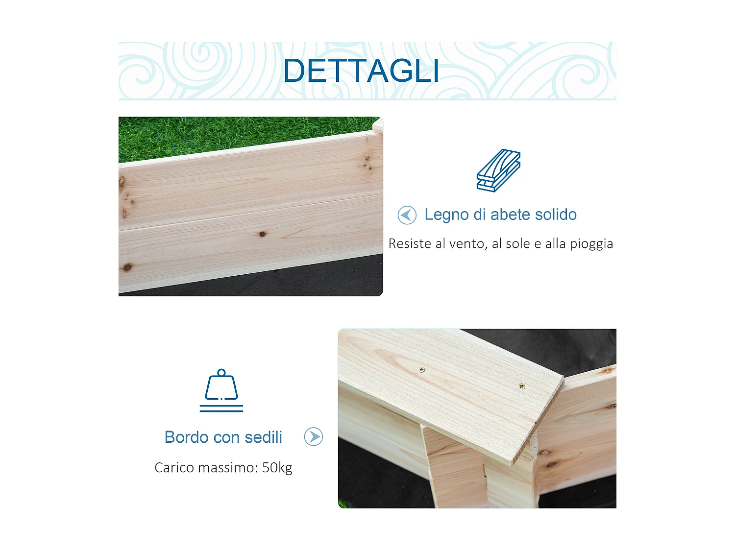 Sabbiera per bambini 3-8 anni con sedili e copertura in legno