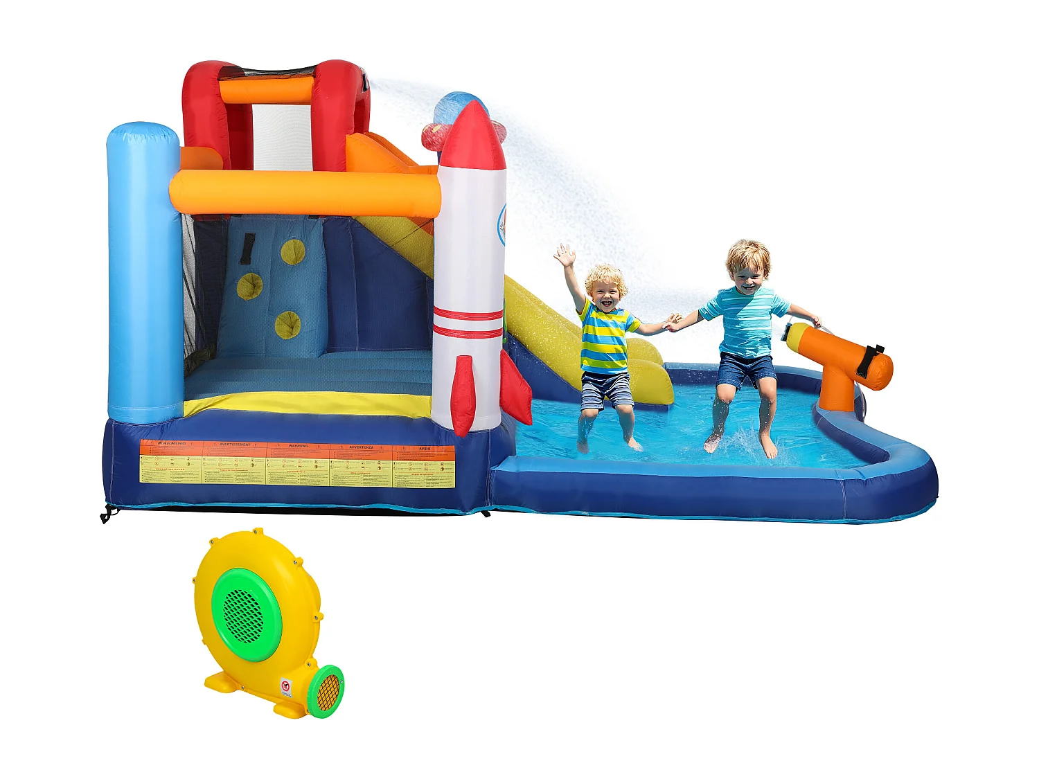 Castello gonfiabile 5 in 1 in tessuto oxford multicolore