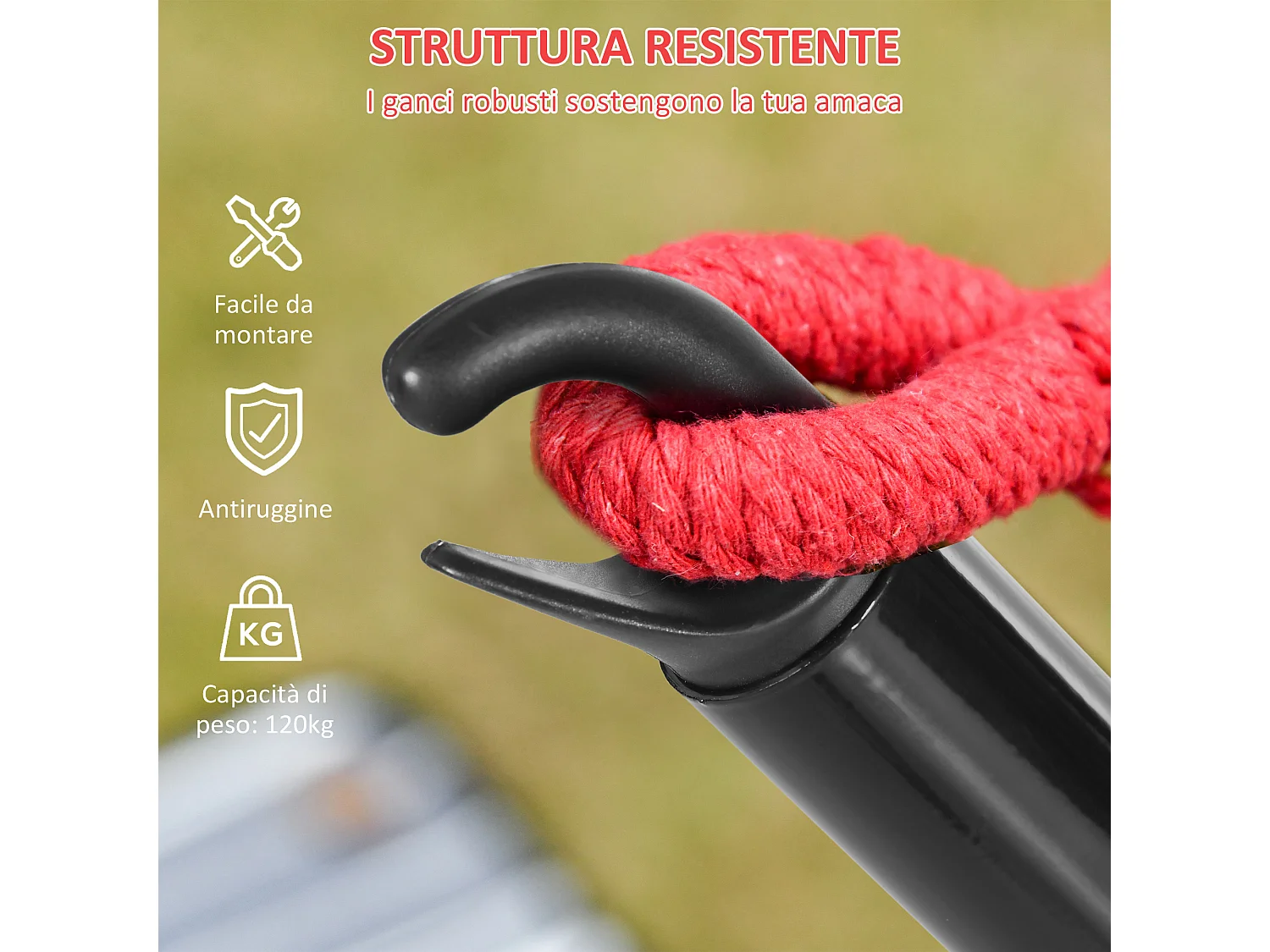 Struttura per amaca universale in metallo 300x90x100cm nero