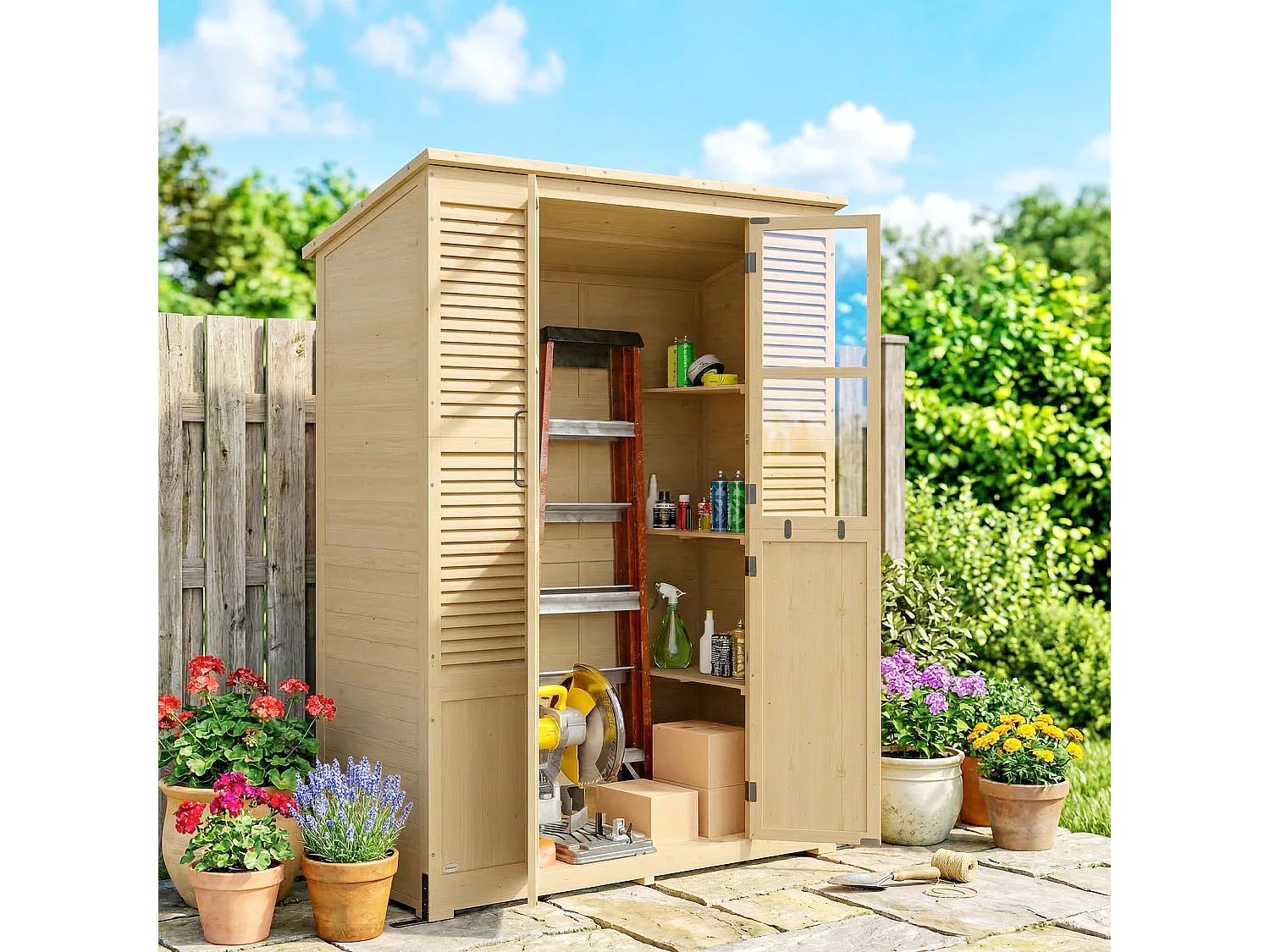 Capanno da giardino con pavimento in legno naturale