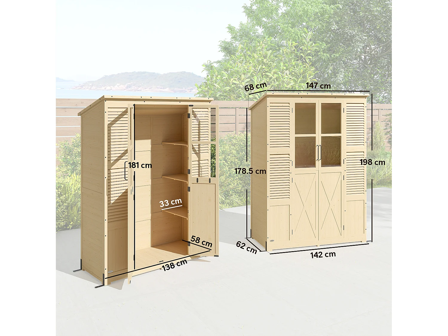 Capanno da giardino con pavimento in legno naturale