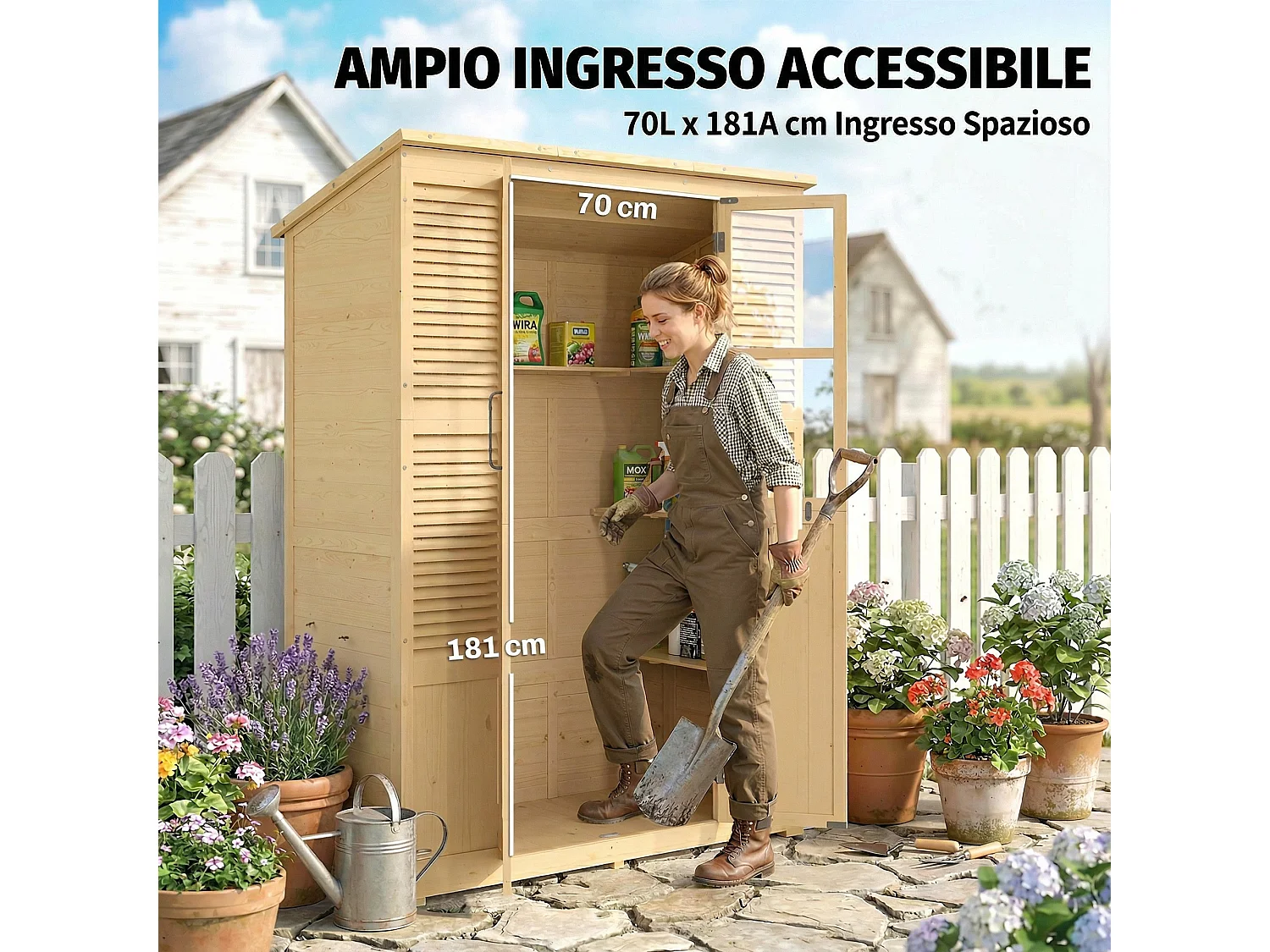 Capanno da giardino con pavimento in legno naturale