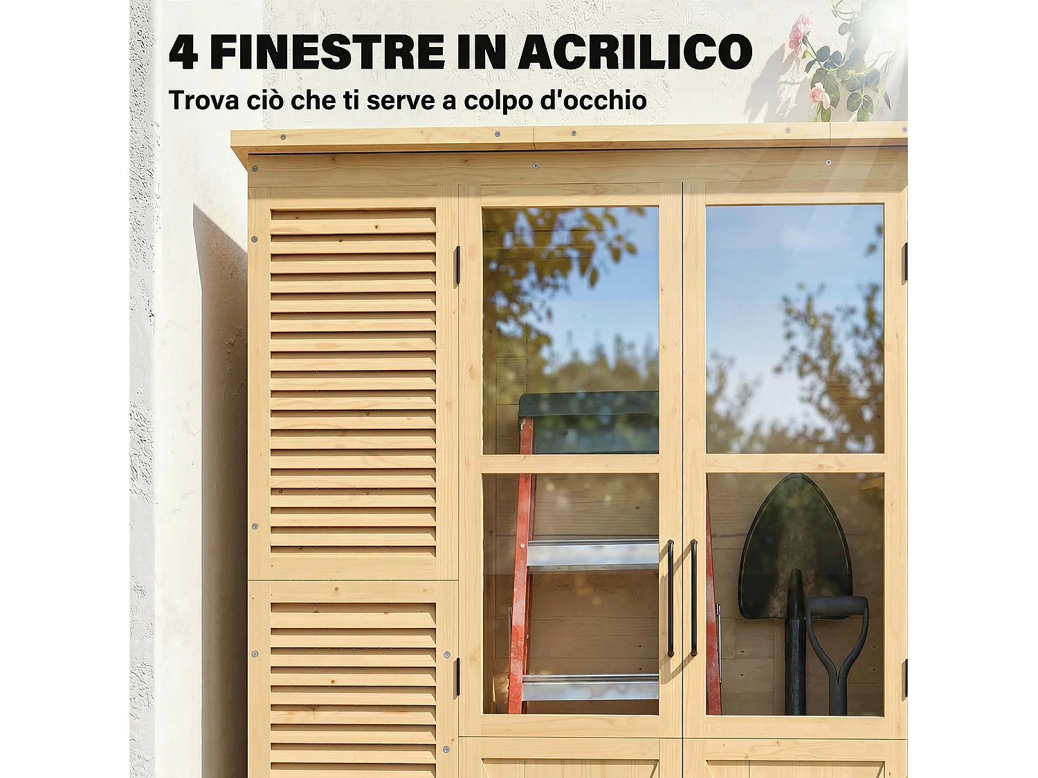 Capanno da giardino con pavimento in legno naturale