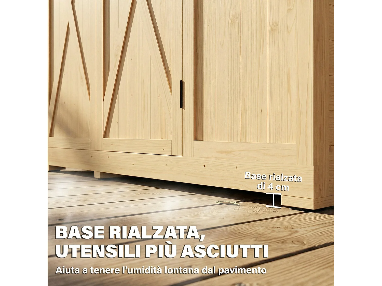Capanno da giardino con pavimento in legno naturale