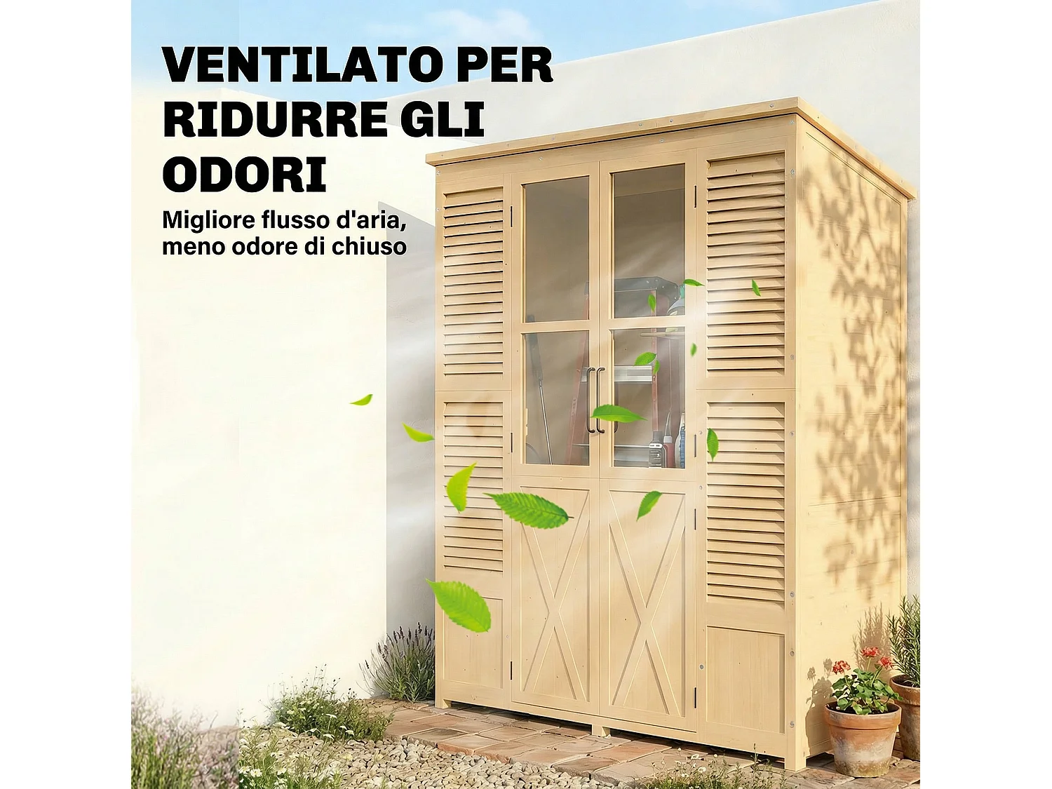 Capanno da giardino con pavimento in legno naturale