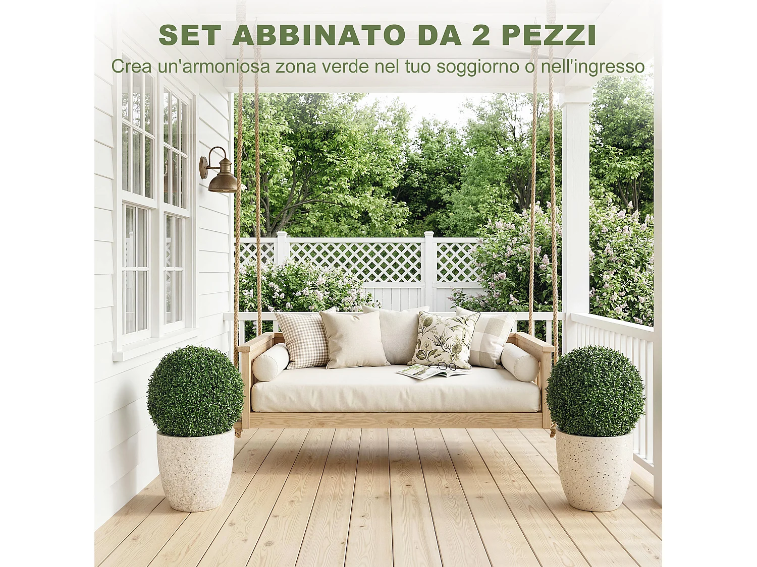 Topiarie artificiali resistenti ai raggi uv in plastica verde