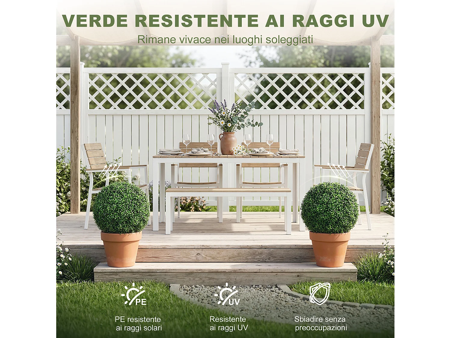 Topiarie artificiali resistenti ai raggi uv in plastica verde