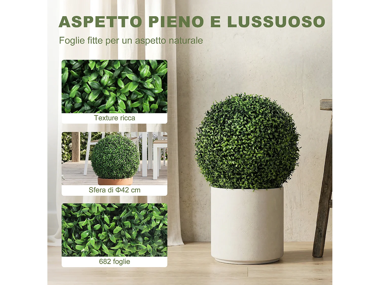 Topiarie artificiali resistenti ai raggi uv in plastica verde