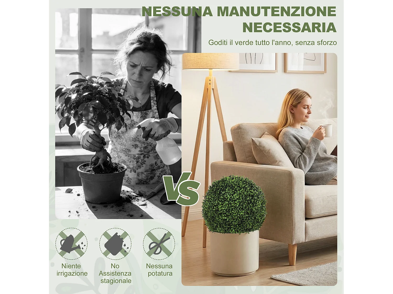 Topiarie artificiali resistenti ai raggi uv in plastica verde