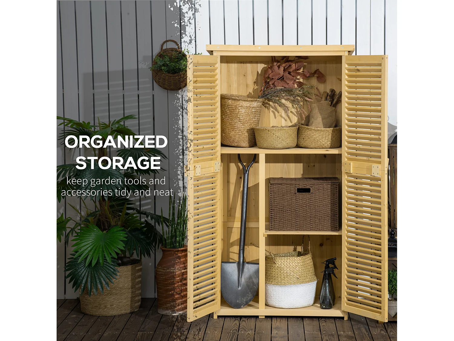 Capanno attrezzi da giardino legno di abete impermeabile 87x46.5x160cm
