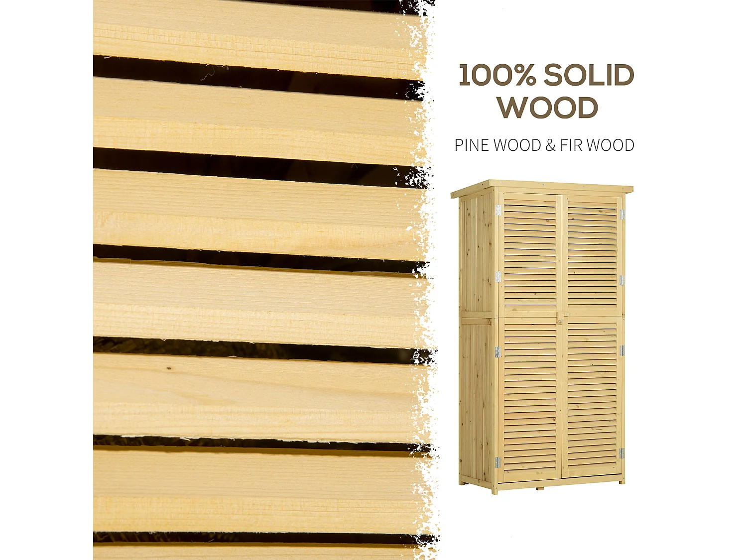 Capanno attrezzi da giardino legno di abete impermeabile 87x46.5x160cm