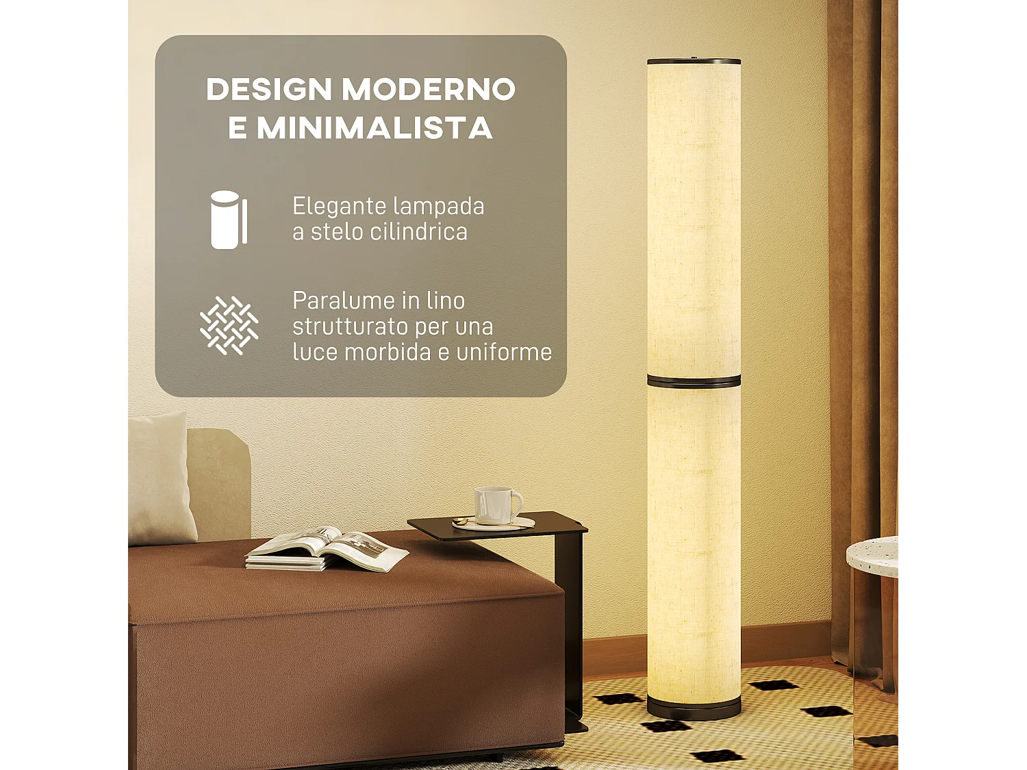 Lampada da terra a led dimmerabile con telecomando beige