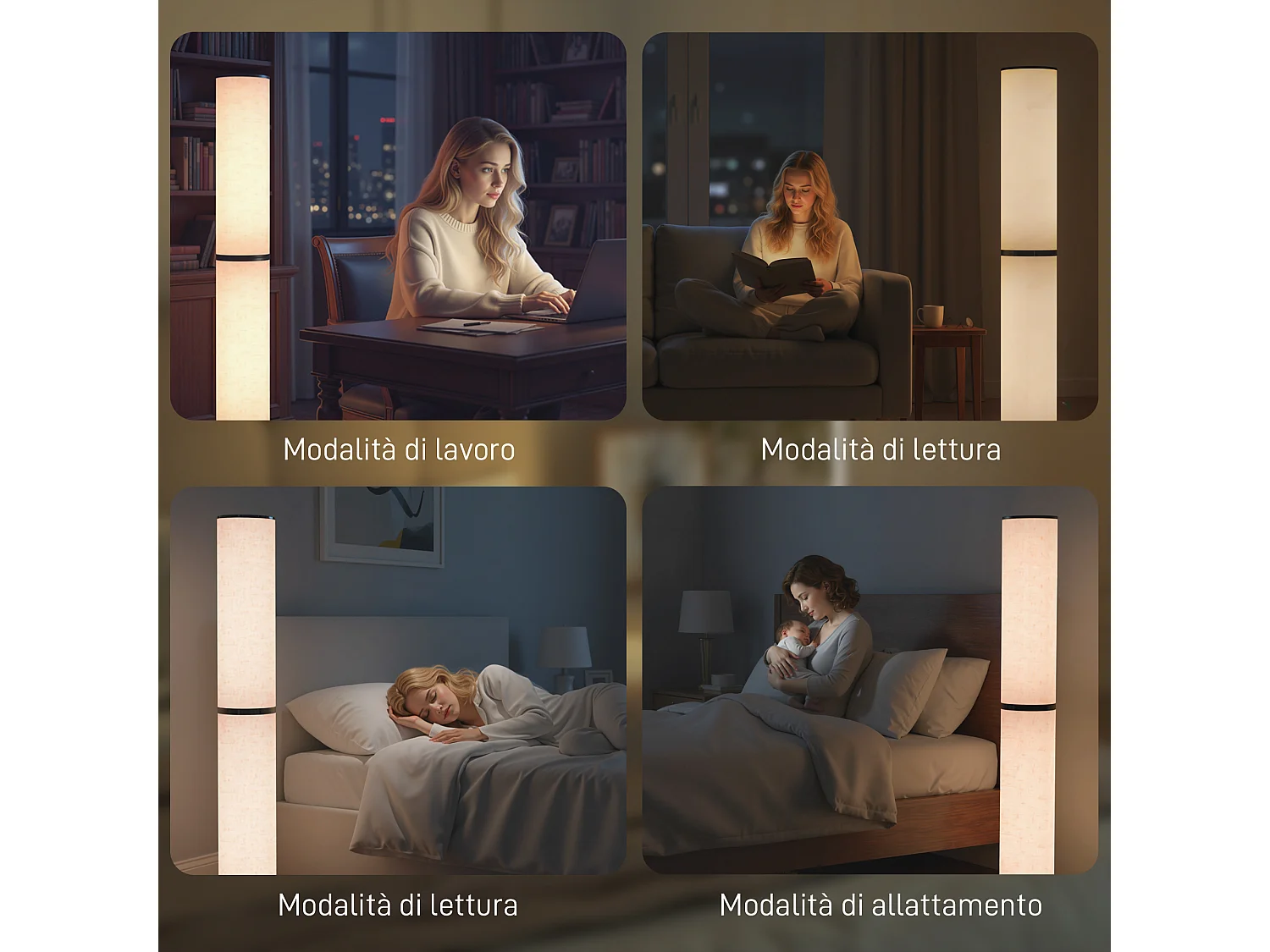 Lampada da terra a led dimmerabile con telecomando beige