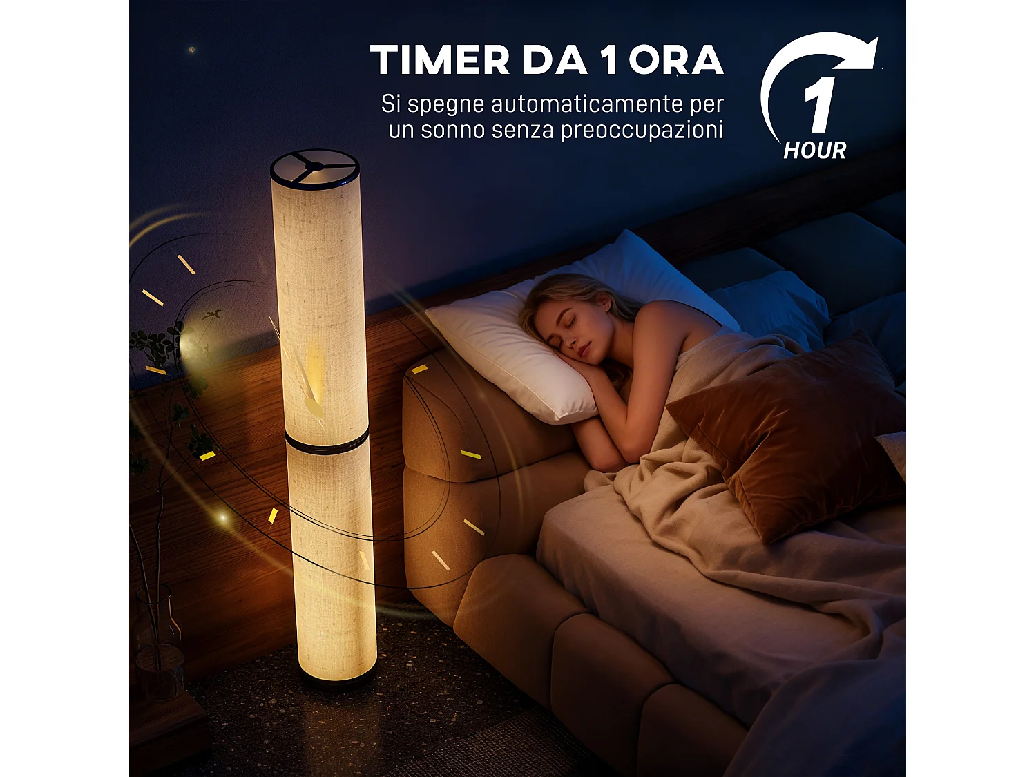 Lampada da terra a led dimmerabile con telecomando beige