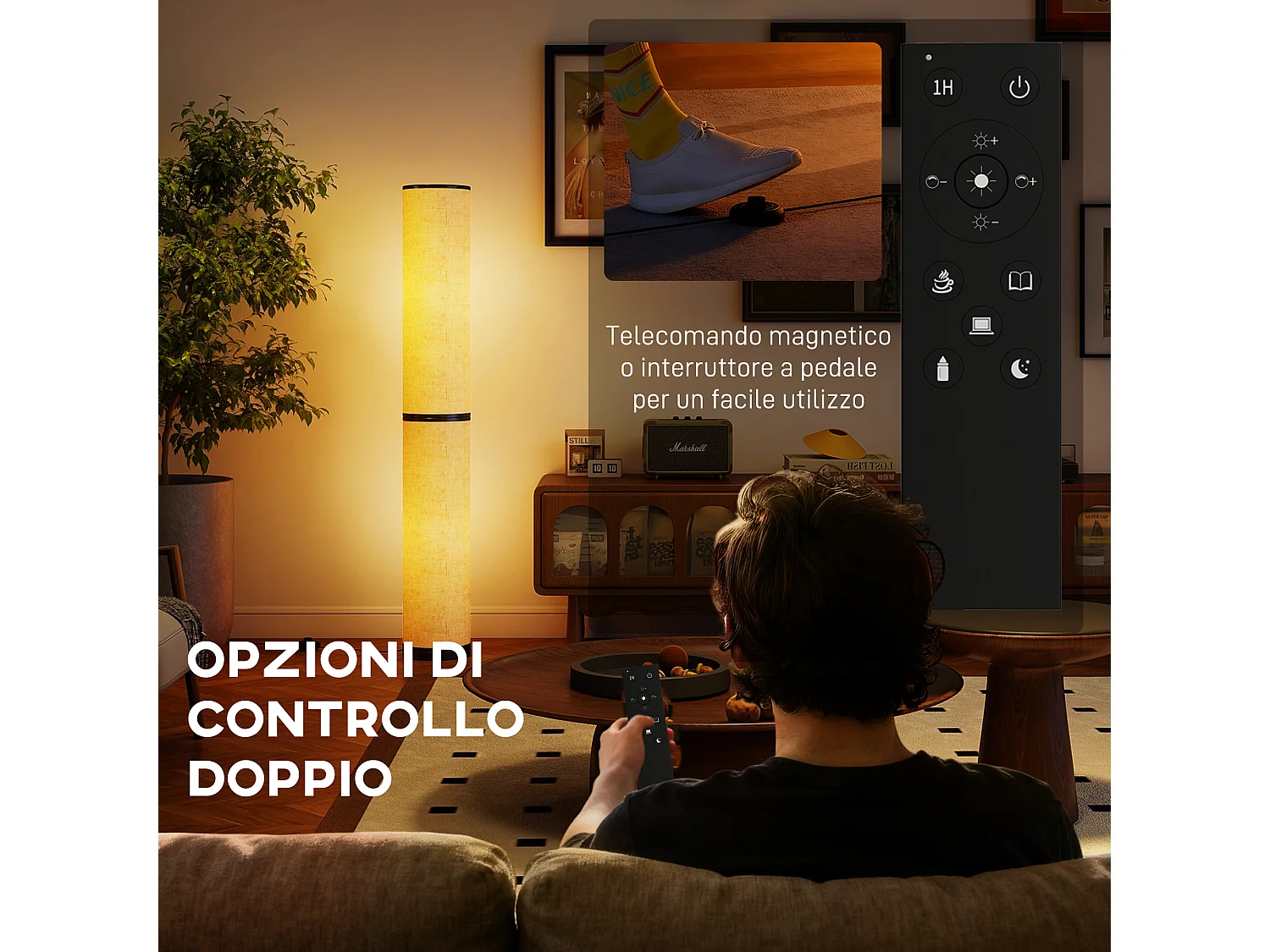 Lampada da terra a led dimmerabile con telecomando beige