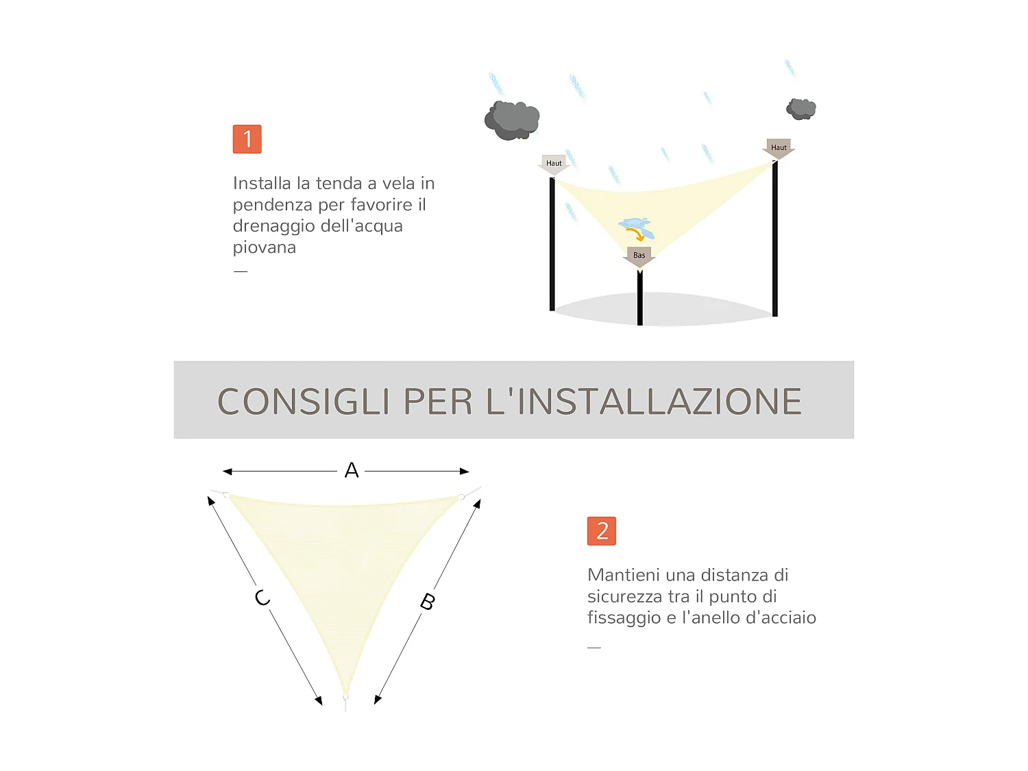 Telo Ombreggiante a Vela Triangolare Impermeabile Anti-UV Beige