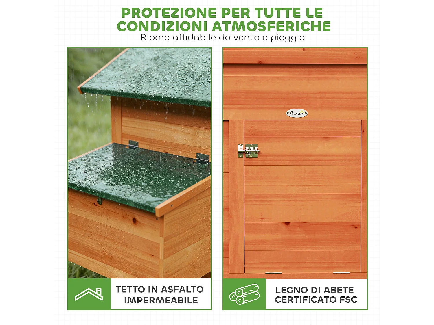 Pollaio per galline con nido tetto impermeabile in legno arancione