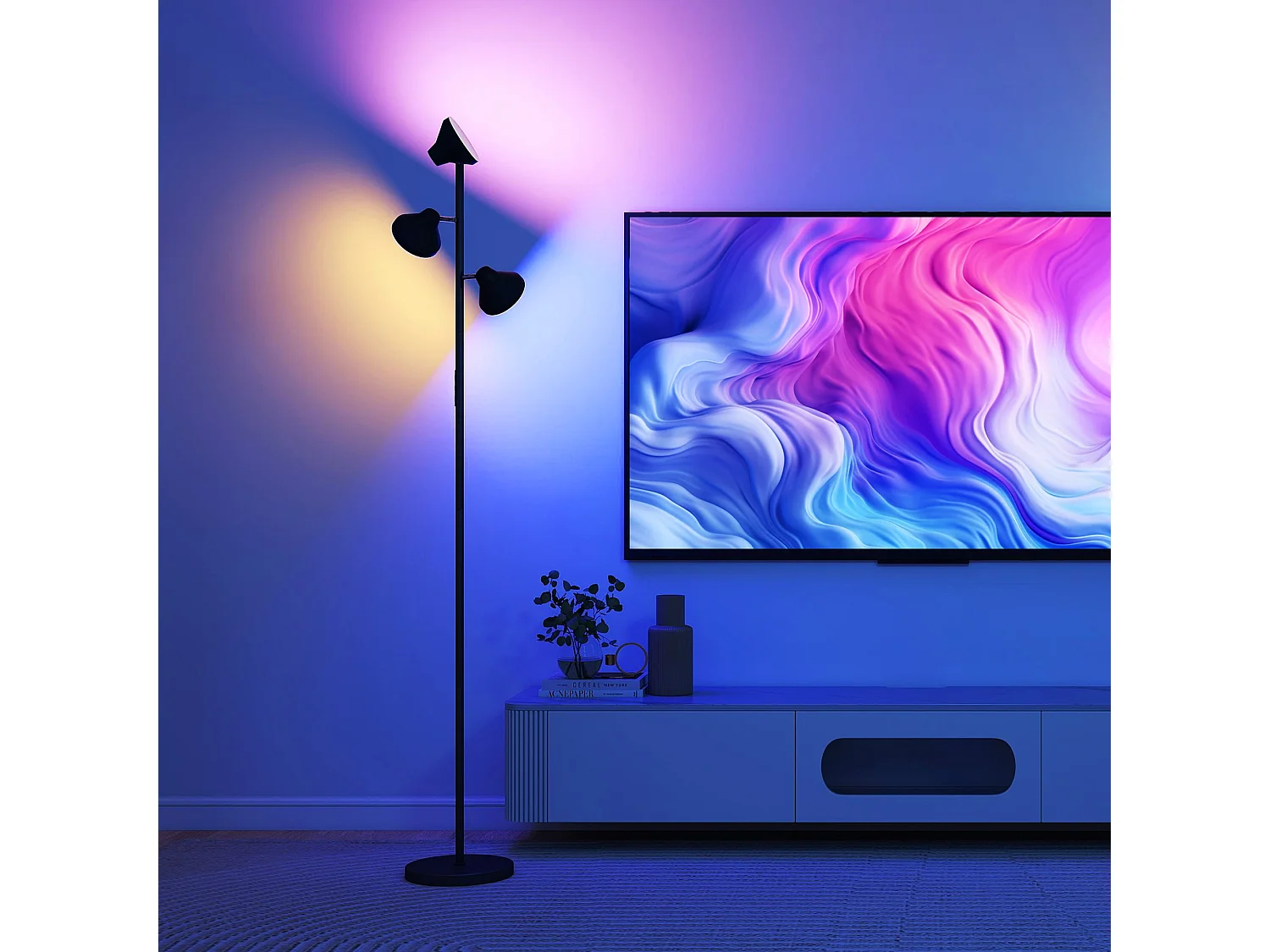 Lampada da terra con 3 teste regolabili indipendenti Ø25x170 cm nero