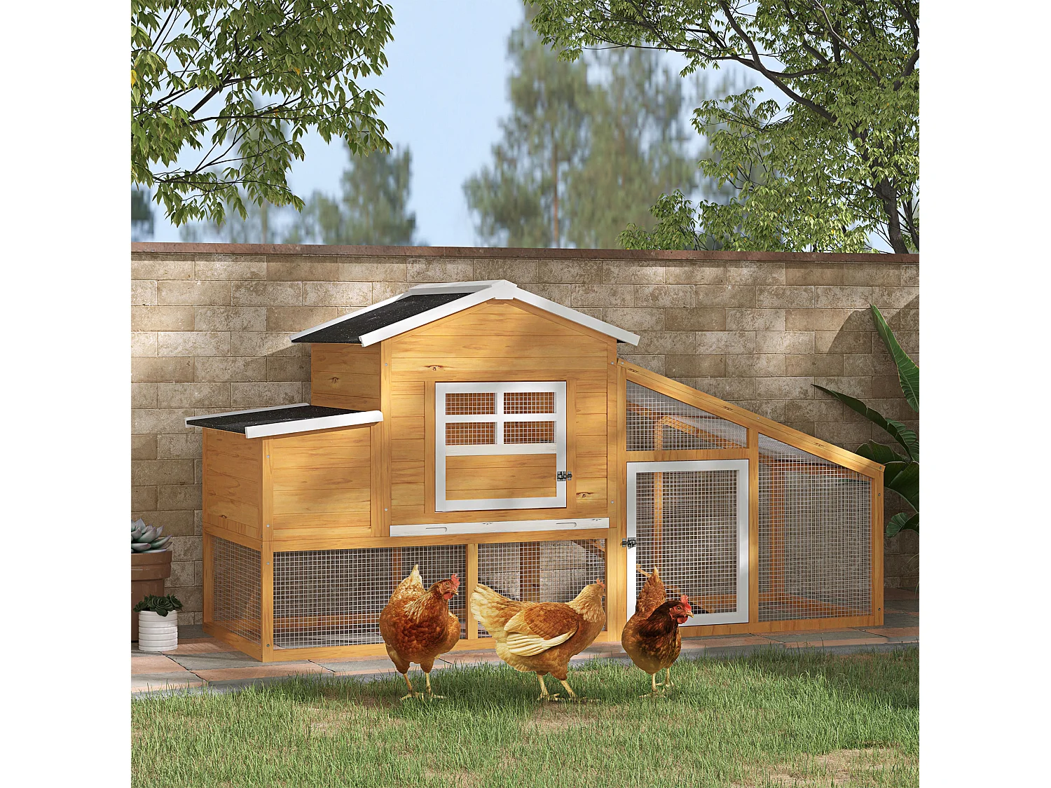 Pollaio per Galline con Corsa Zona di Nidificazione da Giardino Legno