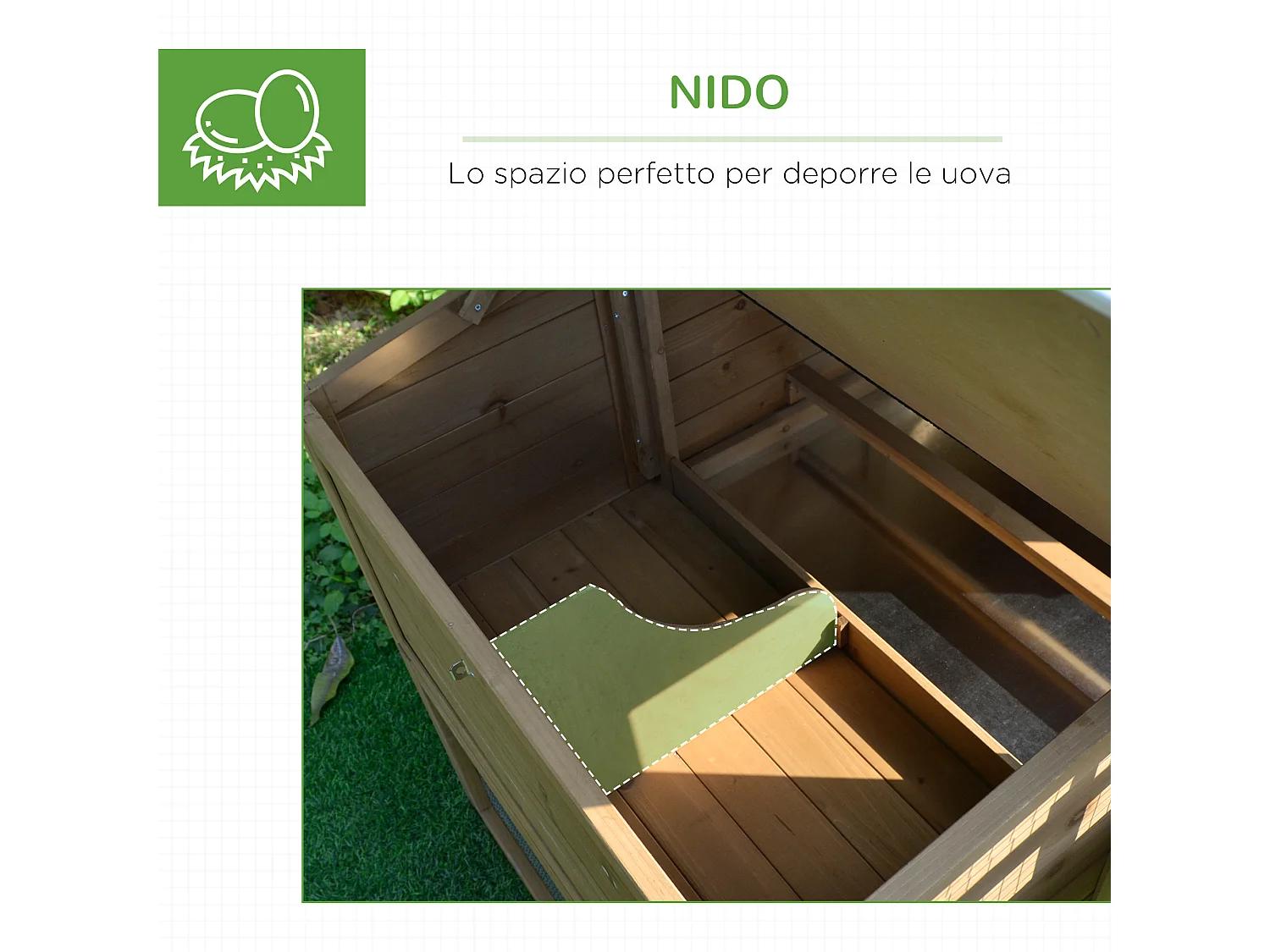 Pollaio per Galline con Corsa Zona di Nidificazione da Giardino Legno