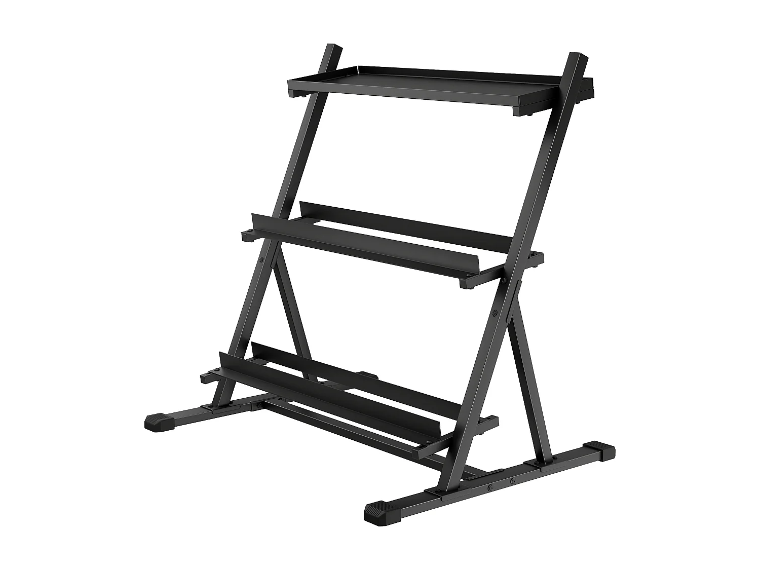Porta pesi a 3 livelli sfalsati in acciaio 88x66x88 cm nero