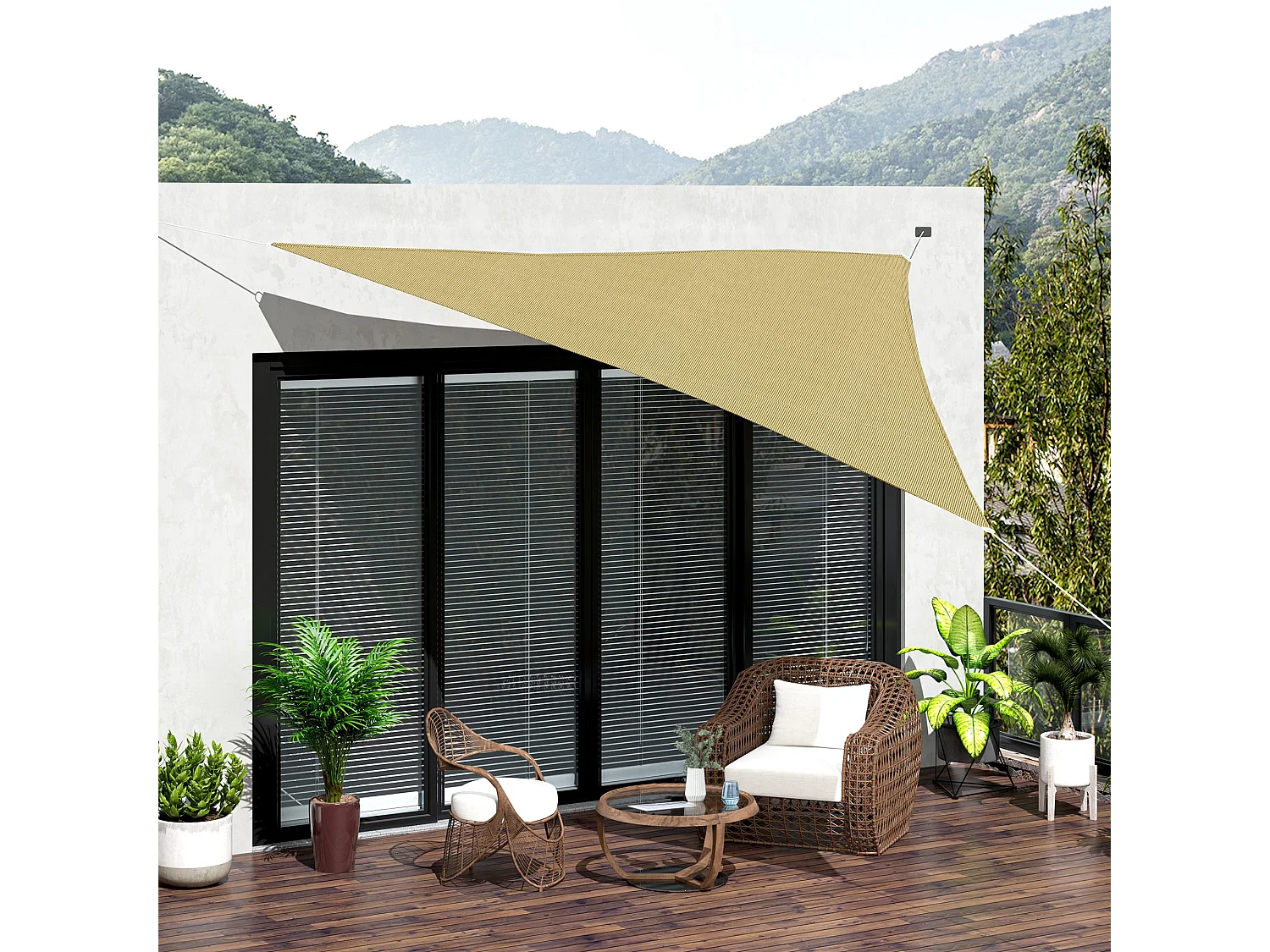 Tenda a vela ombreggiante triangolare anti-uv 3x3x3m color ottone