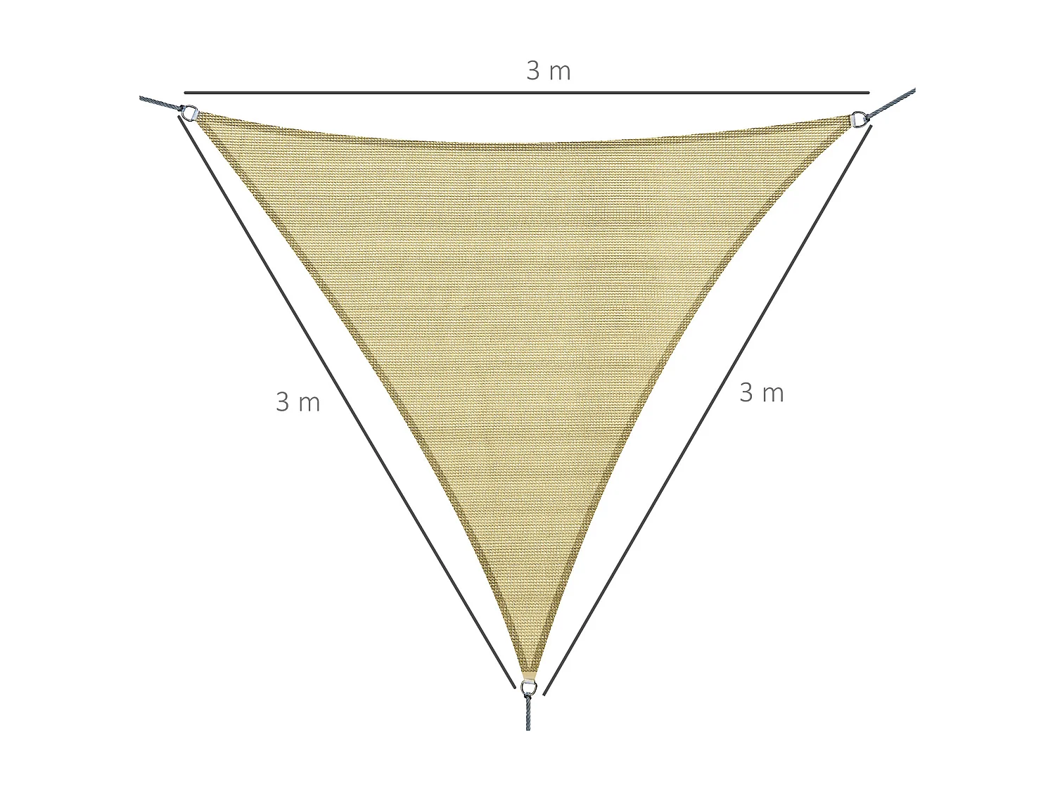 Tenda a vela ombreggiante triangolare anti-uv 3x3x3m color ottone
