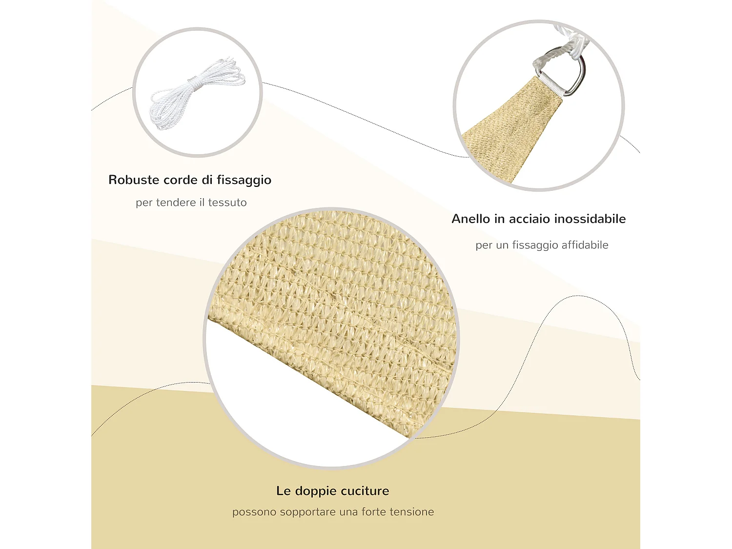 Tenda a vela ombreggiante triangolare anti-uv 3x3x3m color ottone