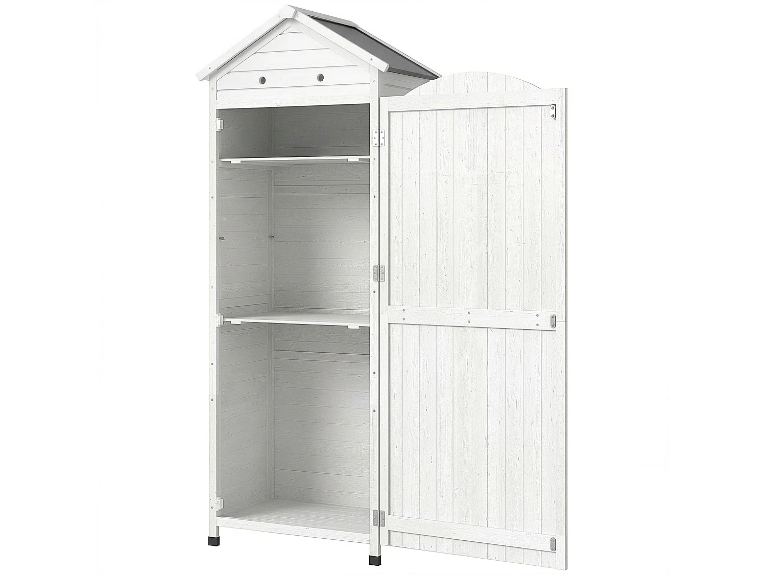 Casetta da giardino impermeabile con scaffali in legno bianco