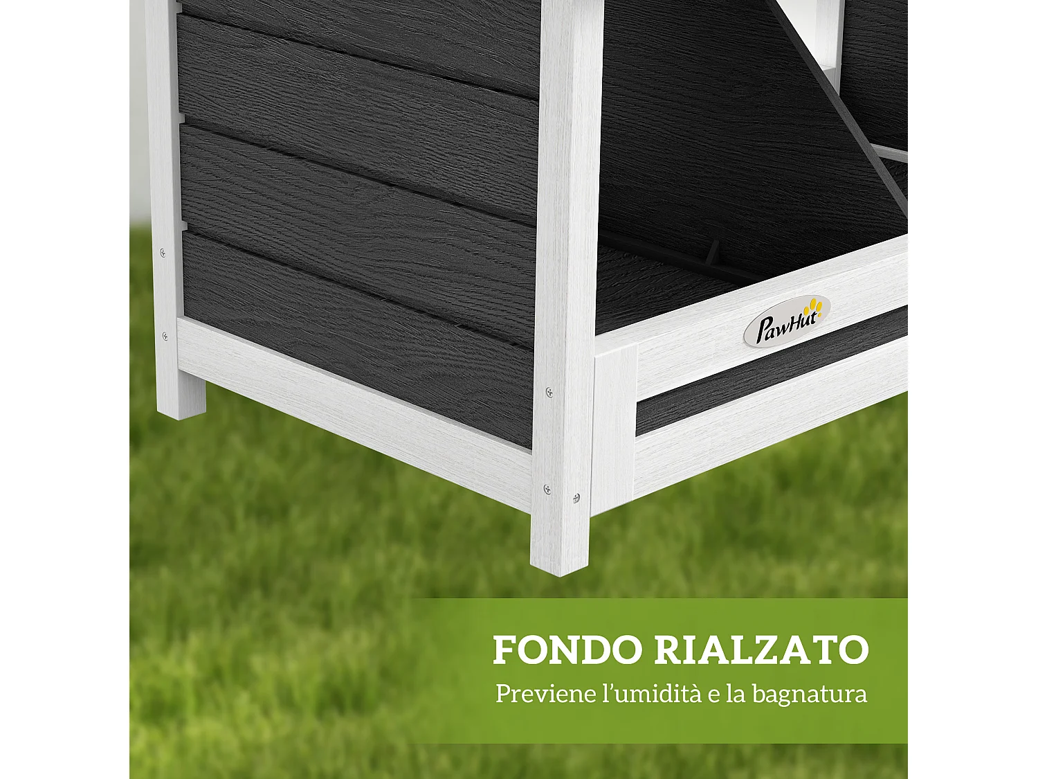 Nido per galline a 3 aree in legno con base rialzata e tetto in bitume