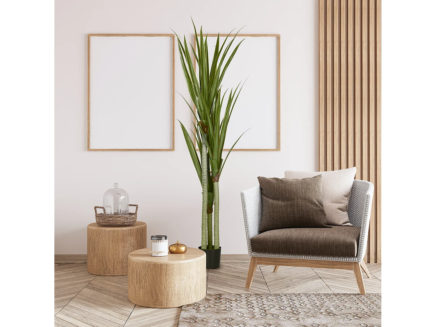 Pianta artificiale di yucca 190 cm in vaso contenitore in peva cemento
