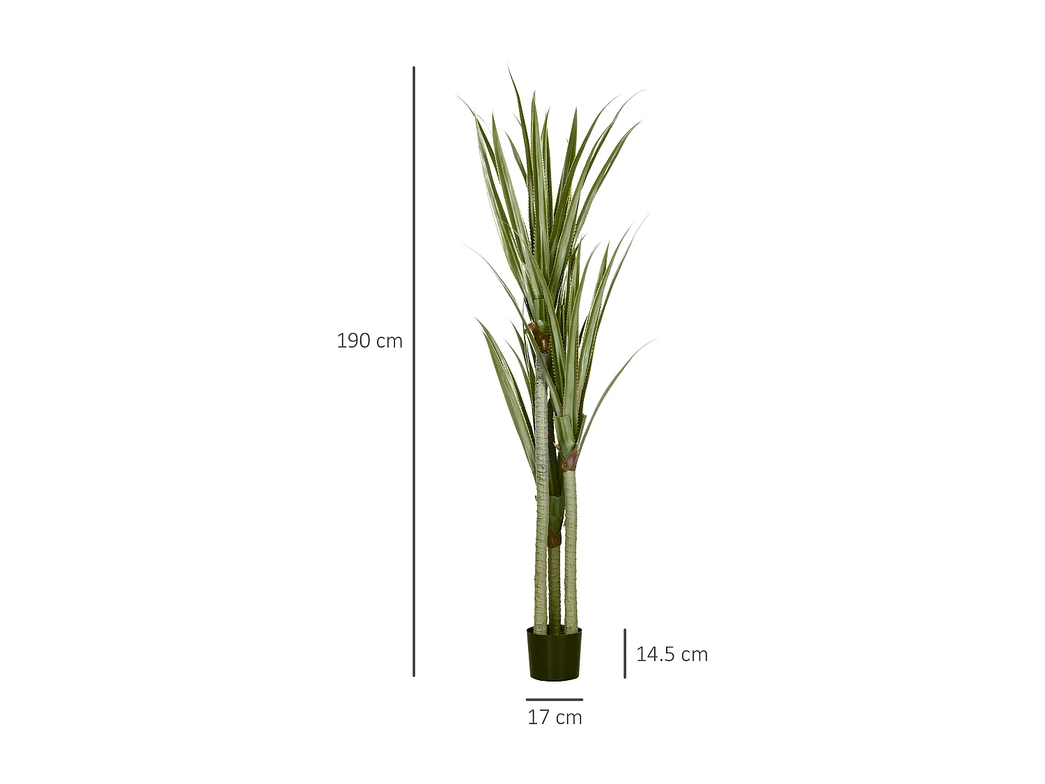 Pianta artificiale di yucca 190 cm in vaso contenitore in peva cemento