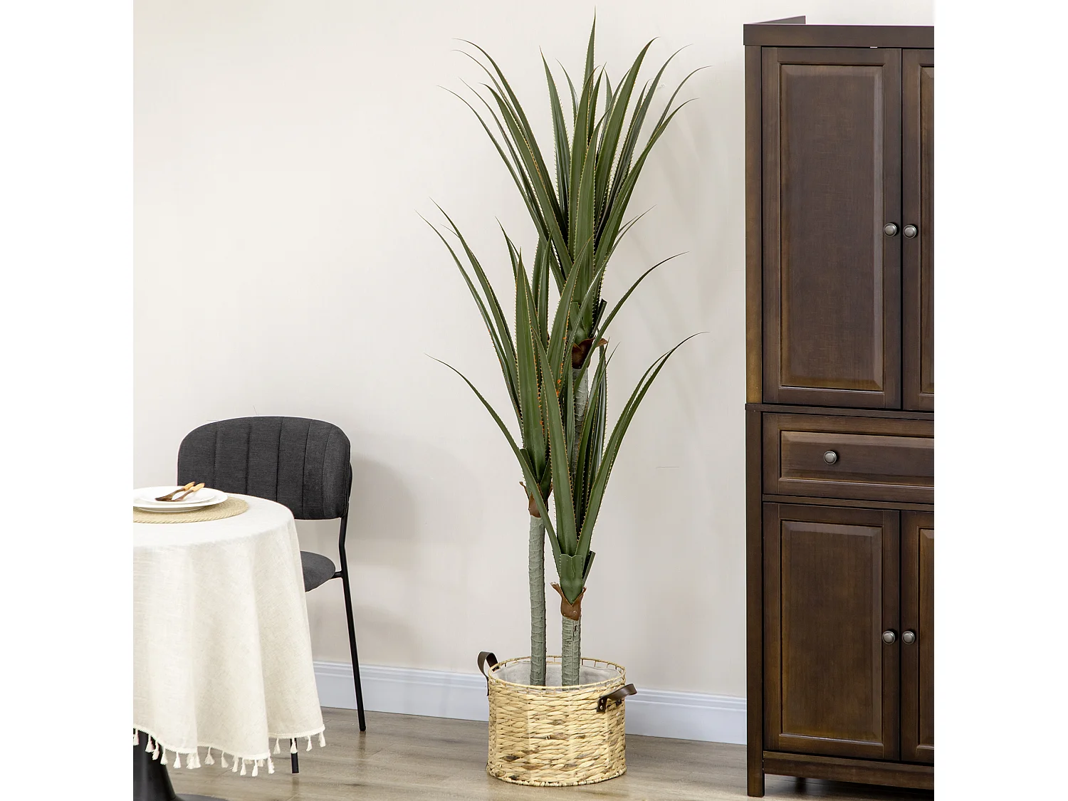 Pianta artificiale di yucca 190 cm in vaso contenitore in peva cemento