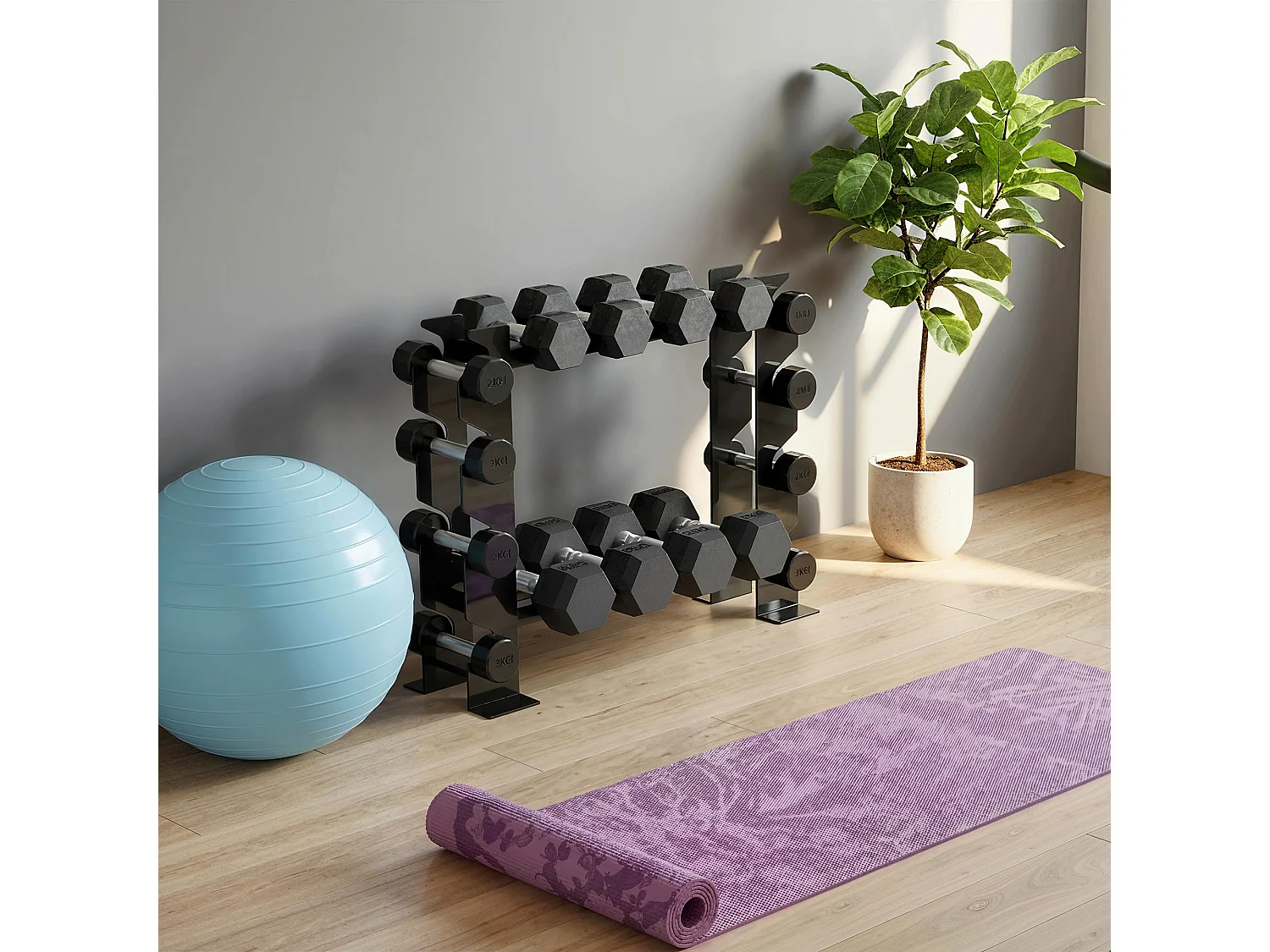 Porta manubri a 4 livelli in acciaio 70x21x55 cm nero