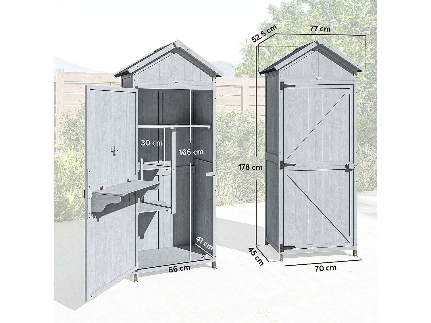Casetta da giardino impermeabile in legno grigio