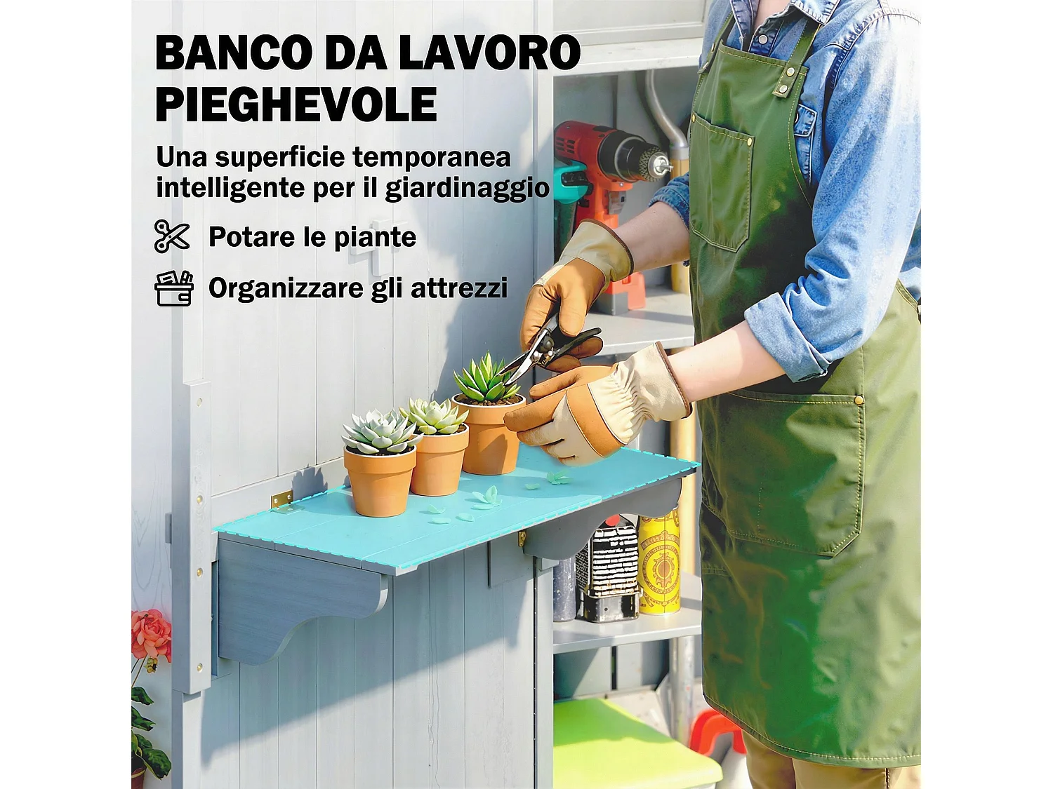 Casetta da giardino impermeabile in legno grigio