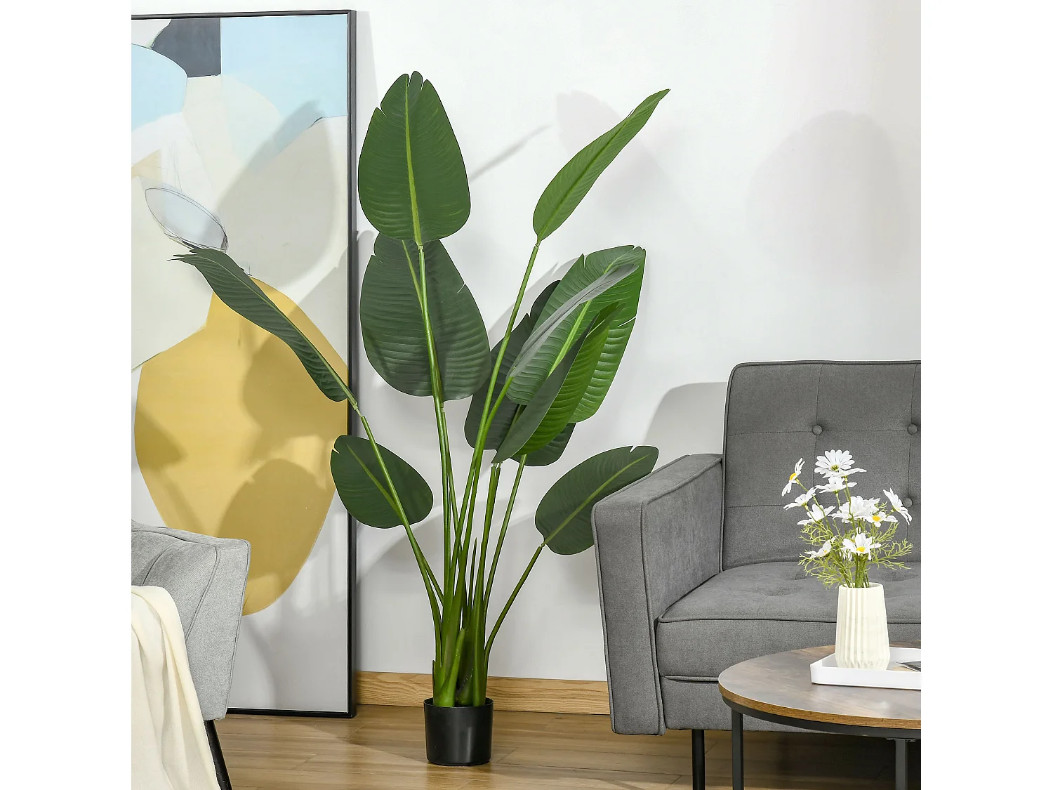 Albero artificiale banano con vaso per interni esterni