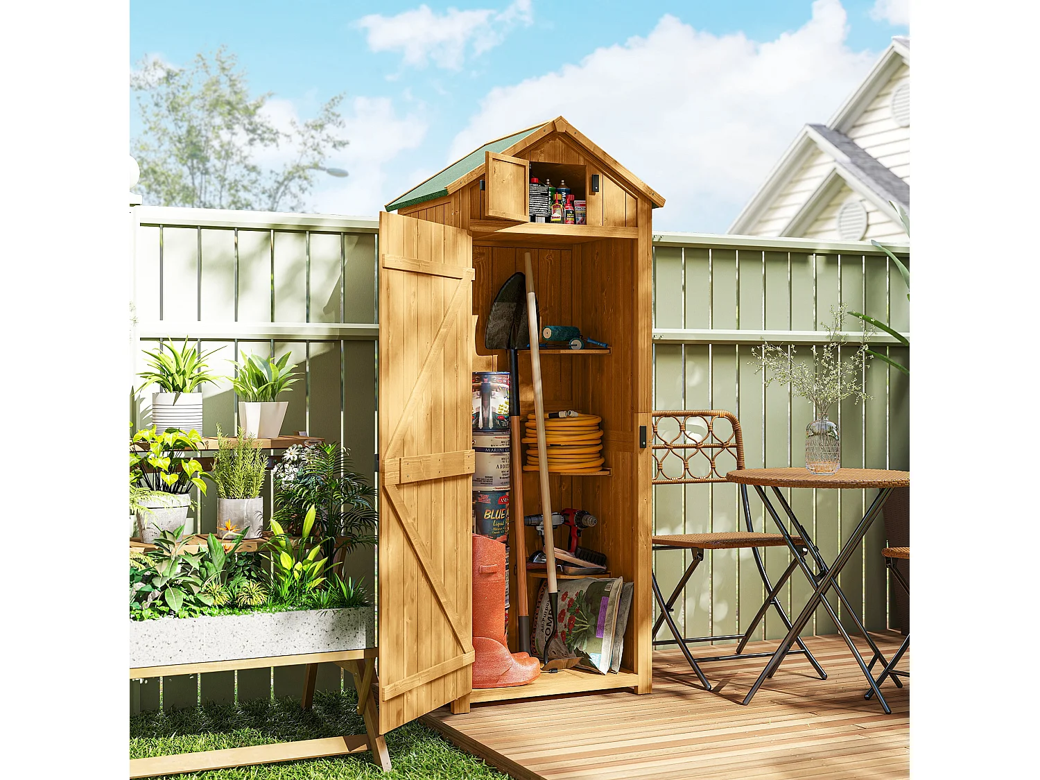 Capanno da giardino legno impermeabile 77x54.2x179cm