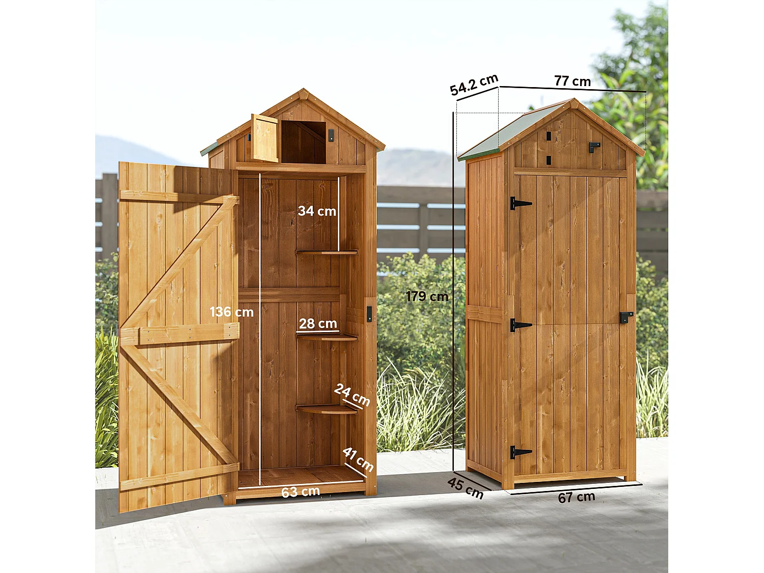 Capanno da giardino legno impermeabile 77x54.2x179cm