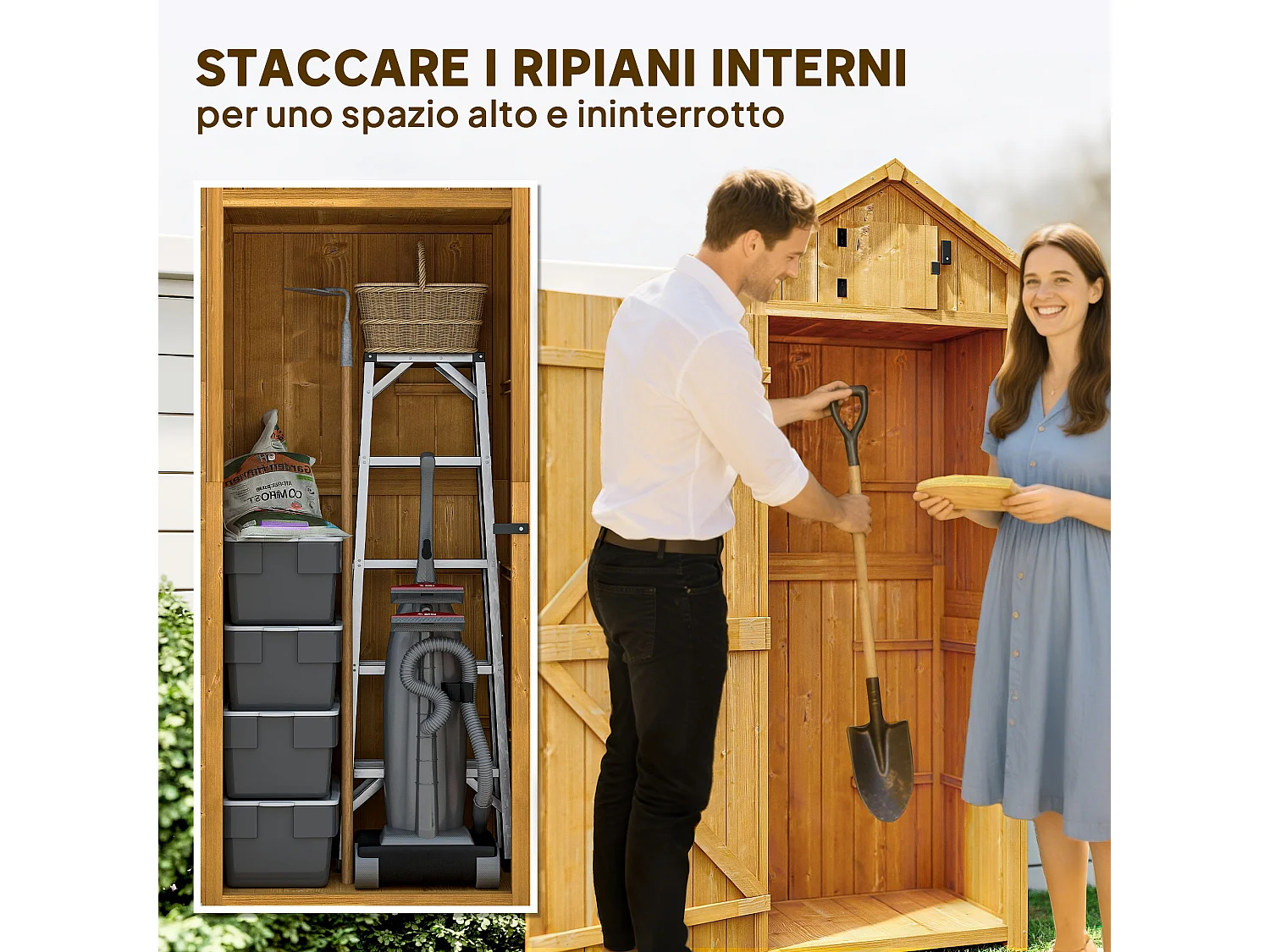 Capanno da giardino legno impermeabile 77x54.2x179cm