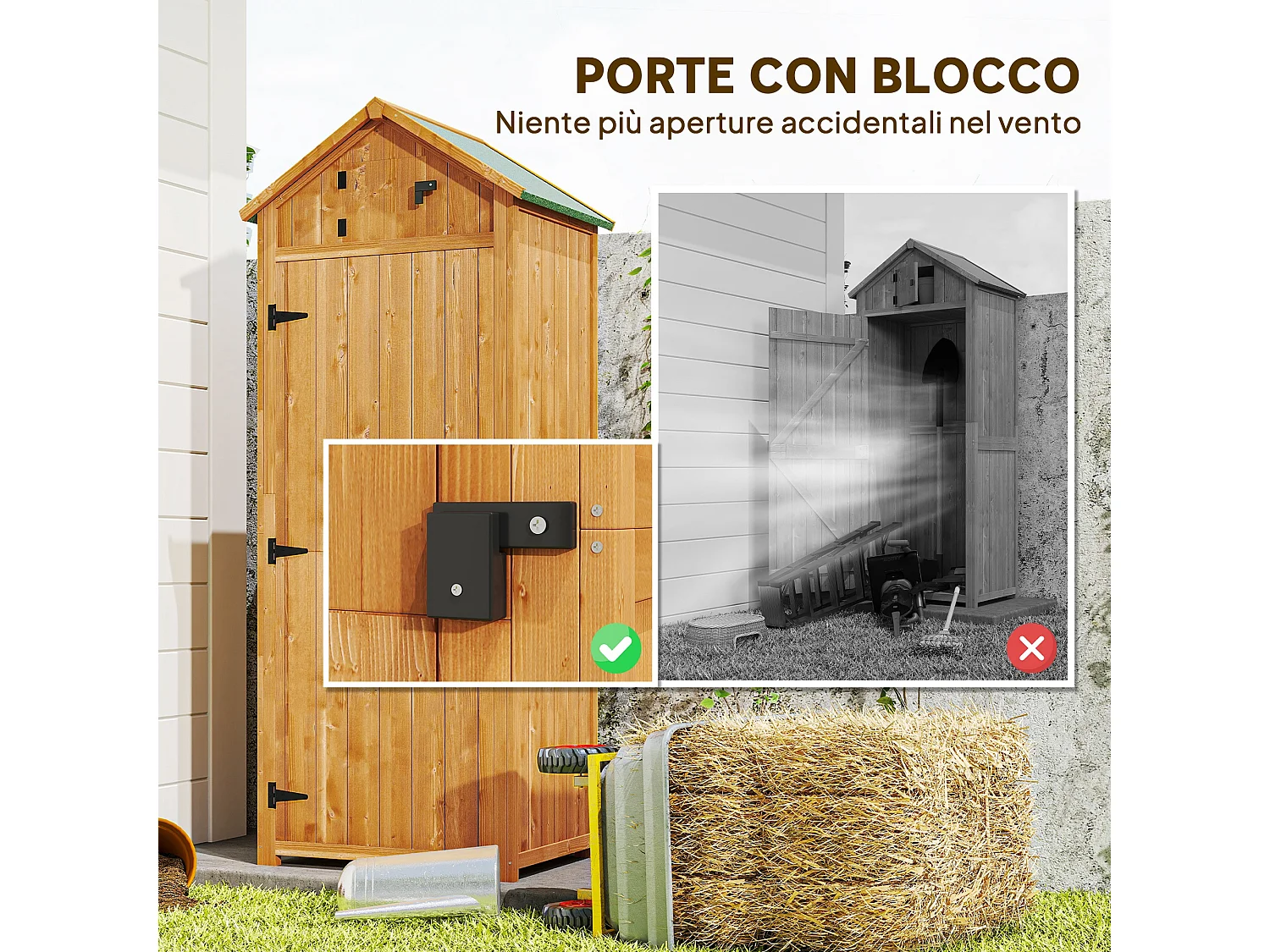Capanno da giardino legno impermeabile 77x54.2x179cm