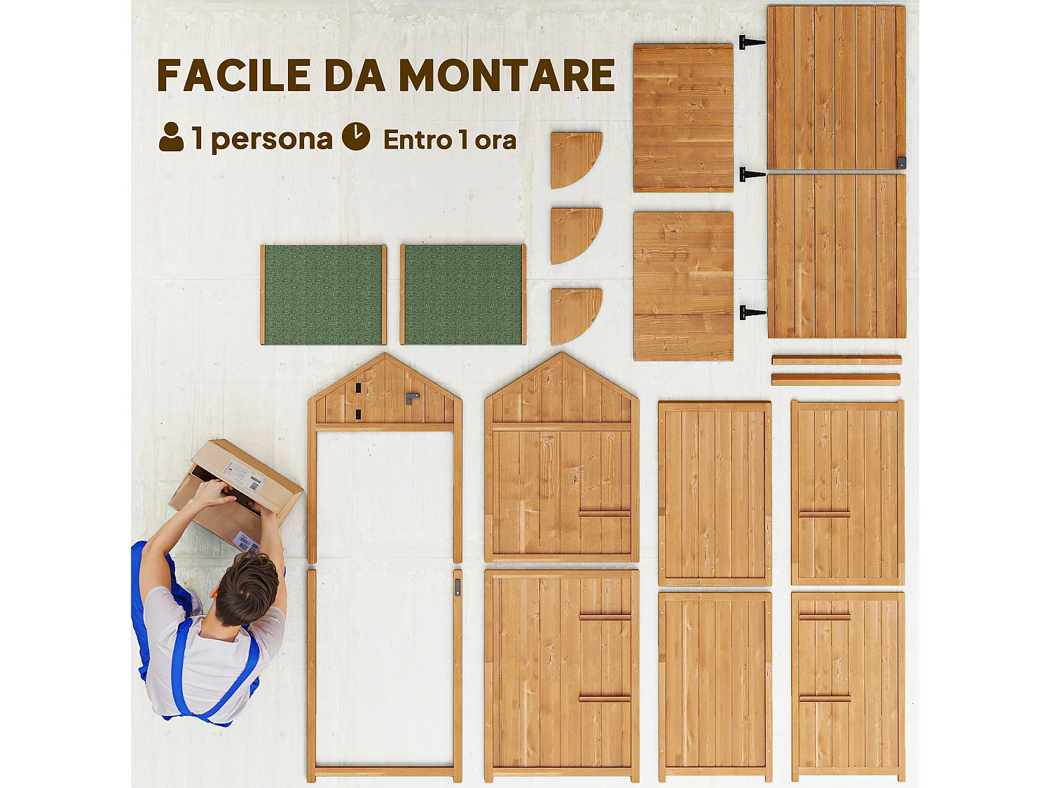 Capanno da giardino legno impermeabile 77x54.2x179cm