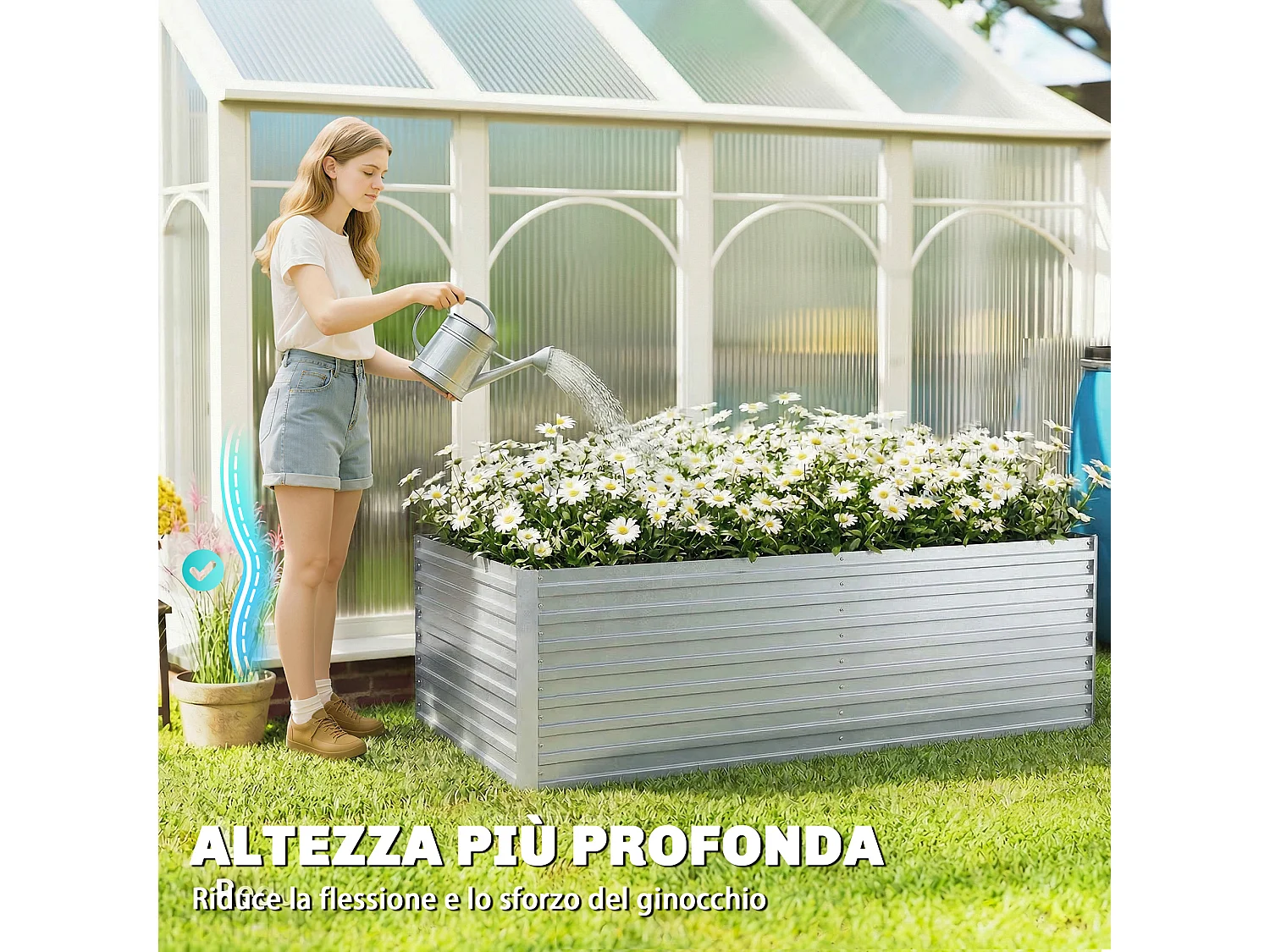 Set 2 aiuole rialzate per orto metallo galvanizzato argento